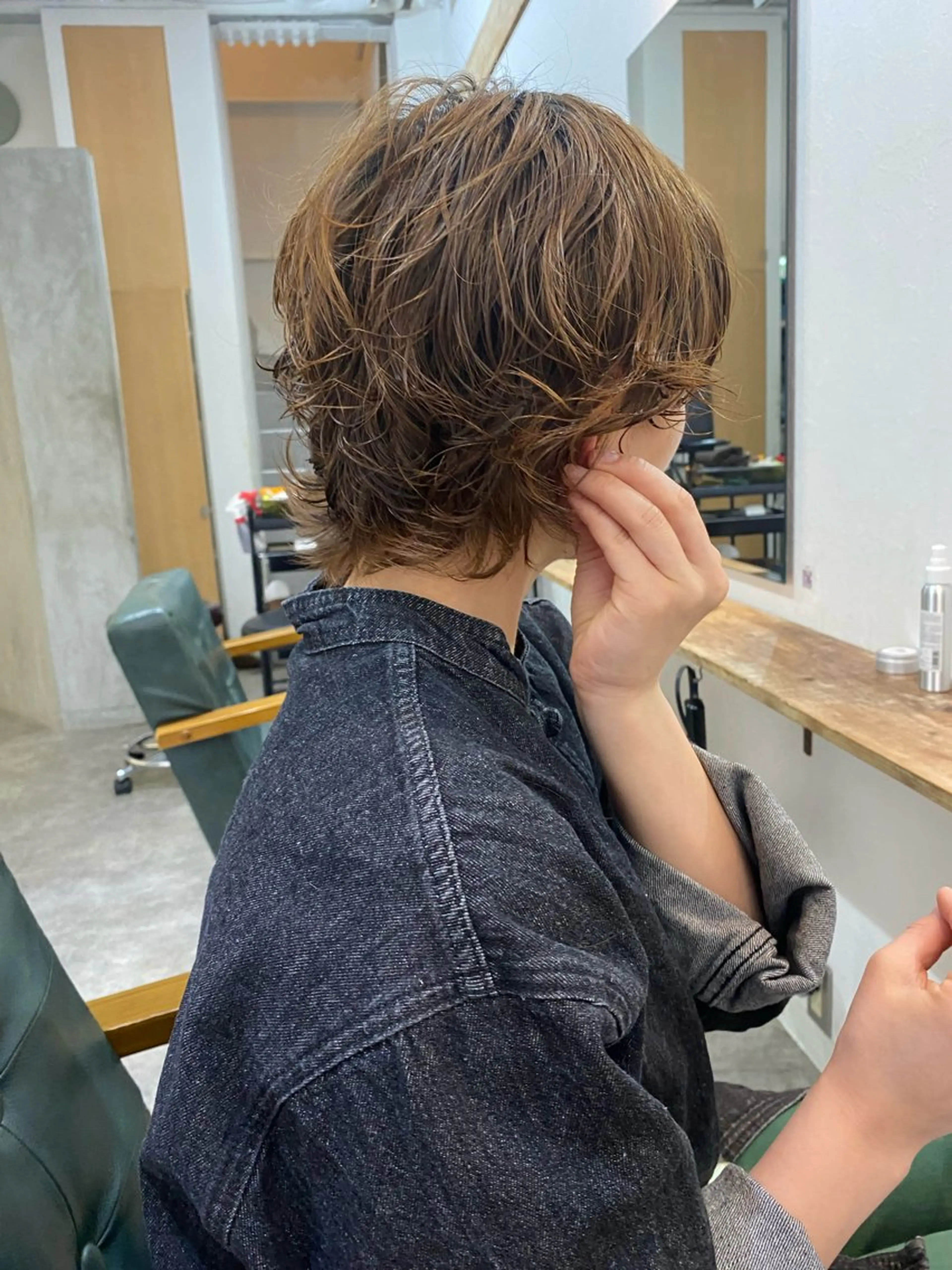 ショート カラー パーマ ベージュカラー ニュアンスパーマ カット ヘアカラー パーマ トリートメント 森貴裕/ベージュ/ パーマ/オリーブのヘアスタイル