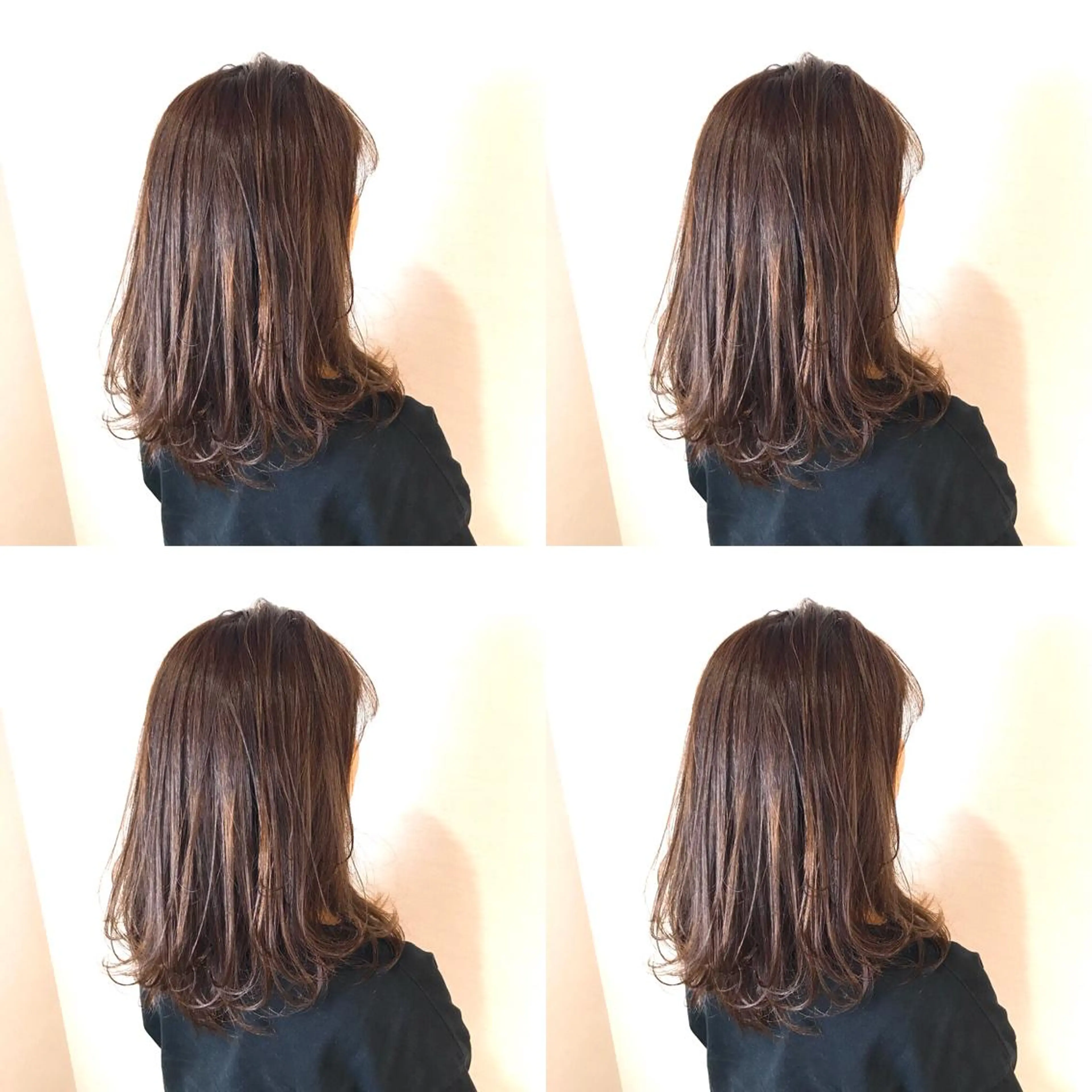 セミロング カラー ベージュカラー 韓国レイヤーカット/ ダブルカラーのヘアスタイル