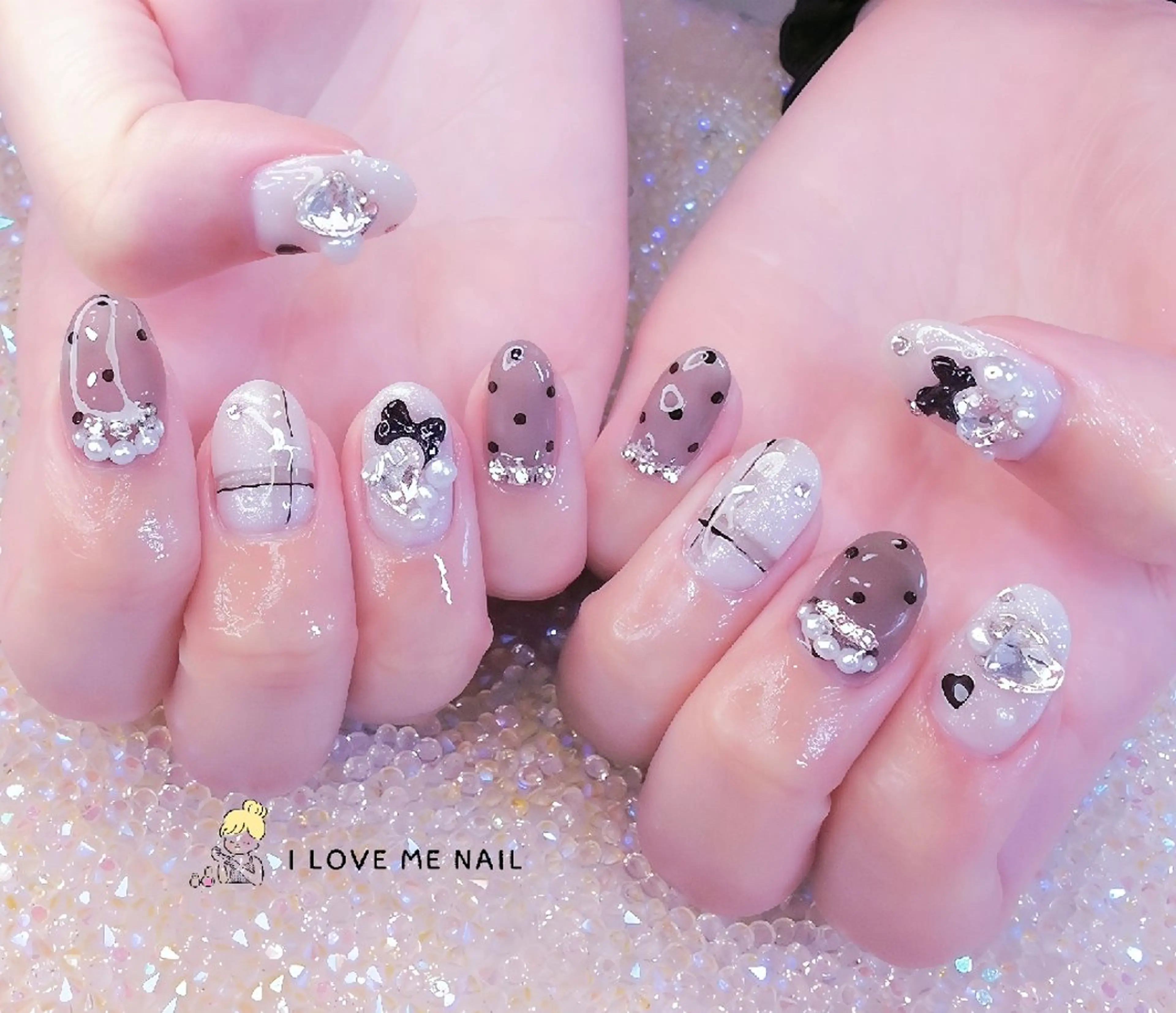 ネイル 長さ出し ハート 韓国ネイル マグネットネイル ニュアンスネイル ハンドネイル I LOVE ME NAIL.｡.:*♡のネイルデザイン