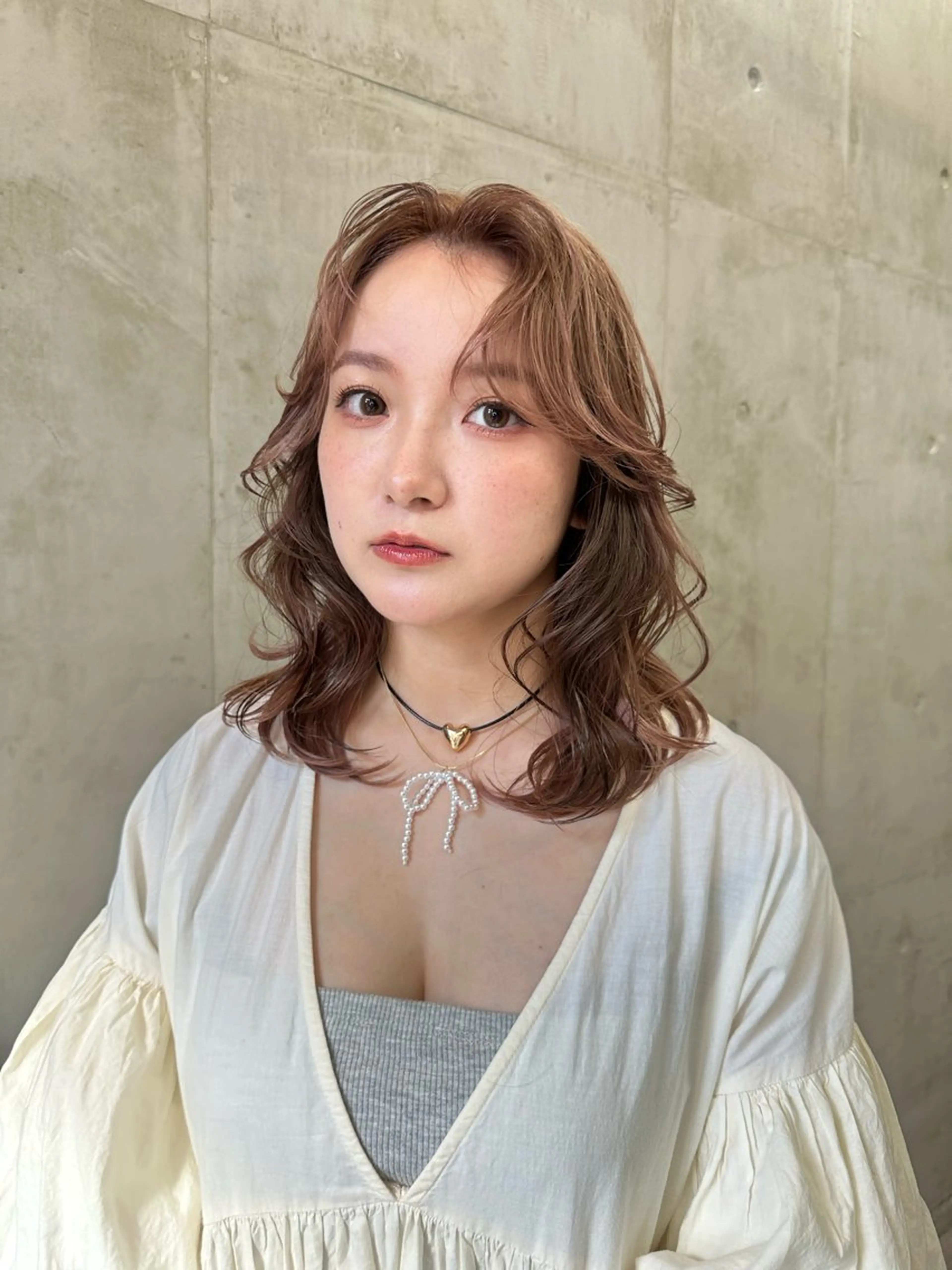 ミディアム カラー ベージュカラー ピンクカラー ピンクベージュ カットモデル募集中 ／HARUKA🎀のヘアスタイル