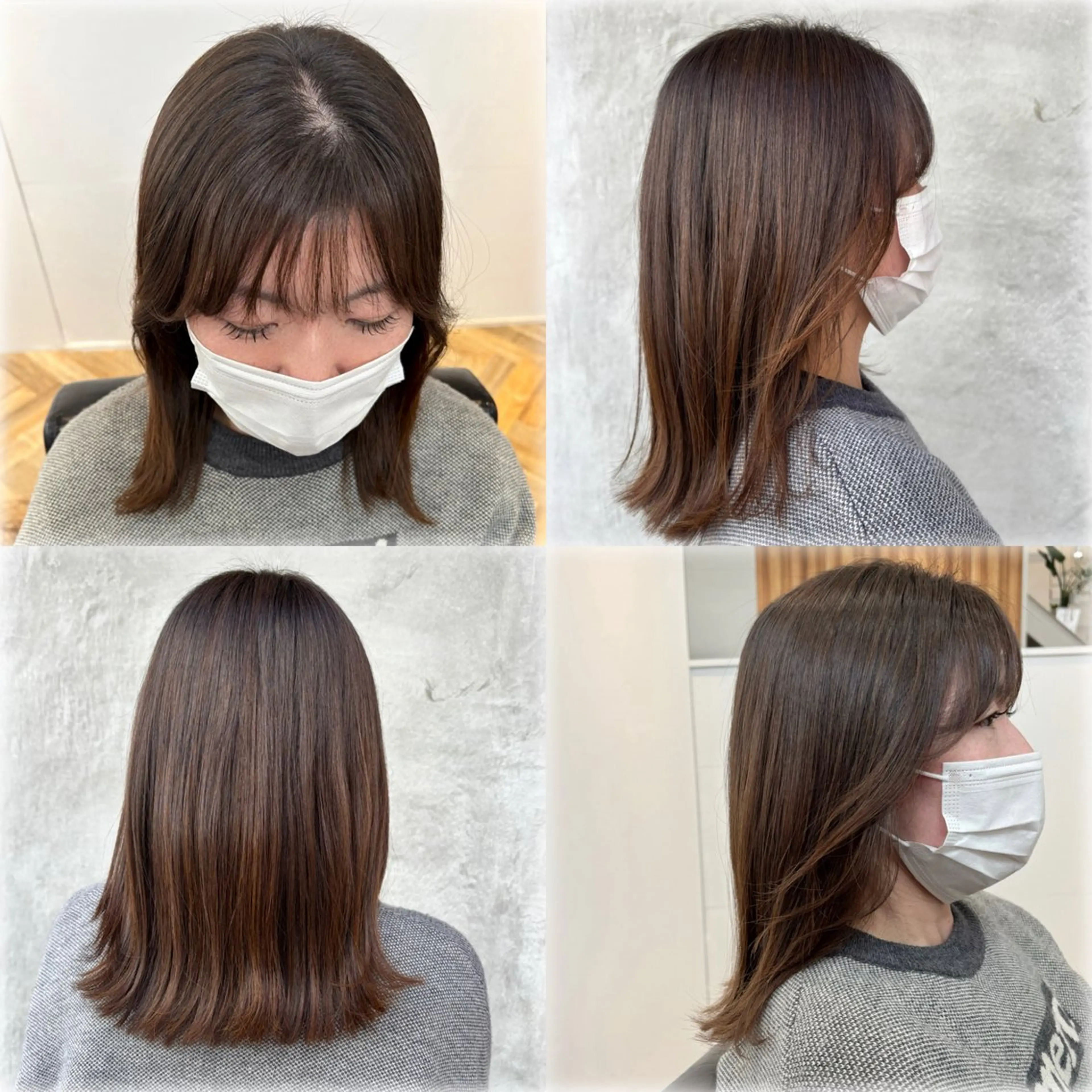 ミディアム 顔周りカット レイヤーカット ローレイヤー サイドバング 林 小夏のヘアスタイル