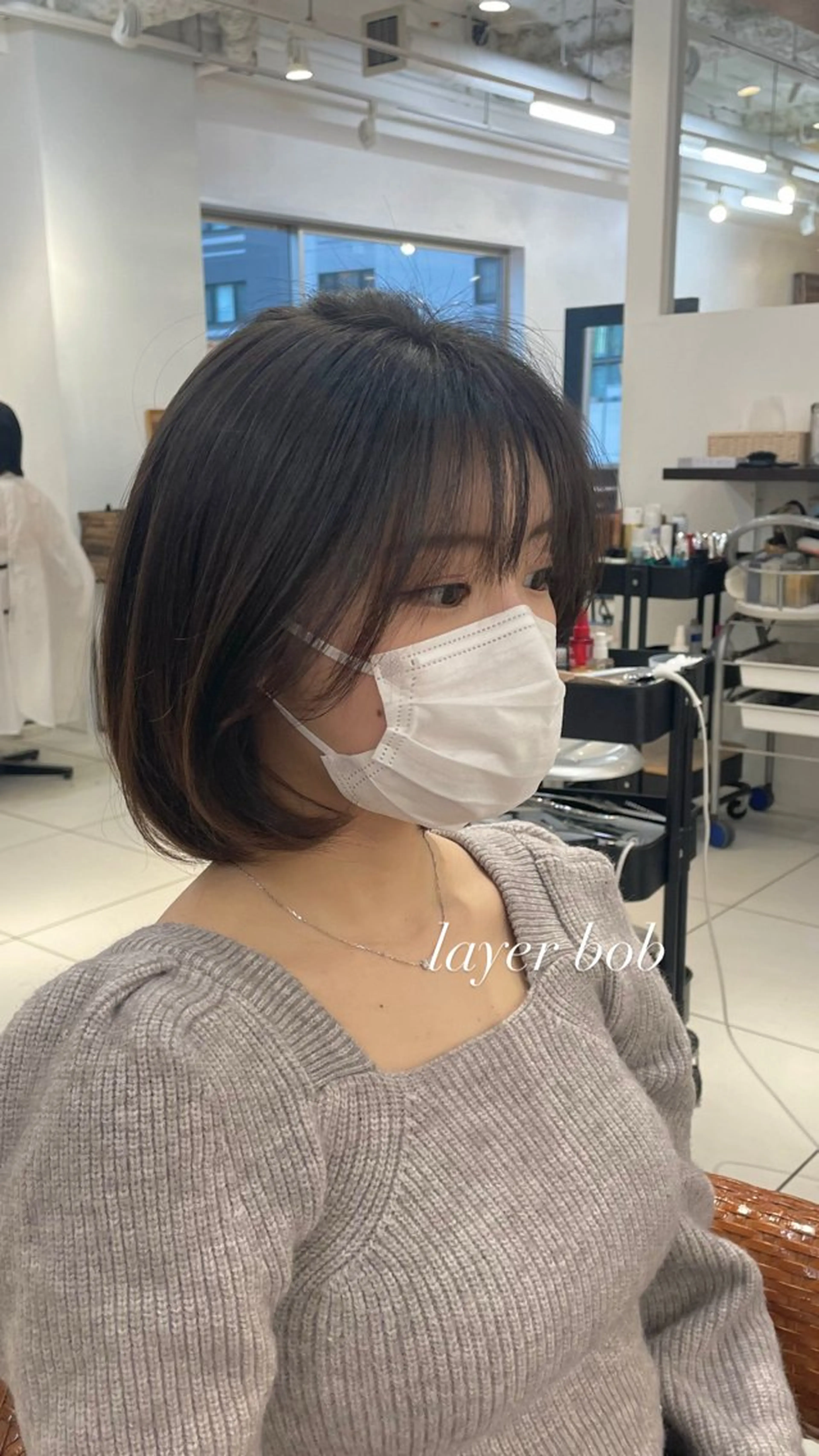 ショート ボブ 顔まわりレイヤー レイヤーカット カット トリートメント ヘアセット ♡レイヤー/ボブ 透明感/うらら♡のヘアスタイル