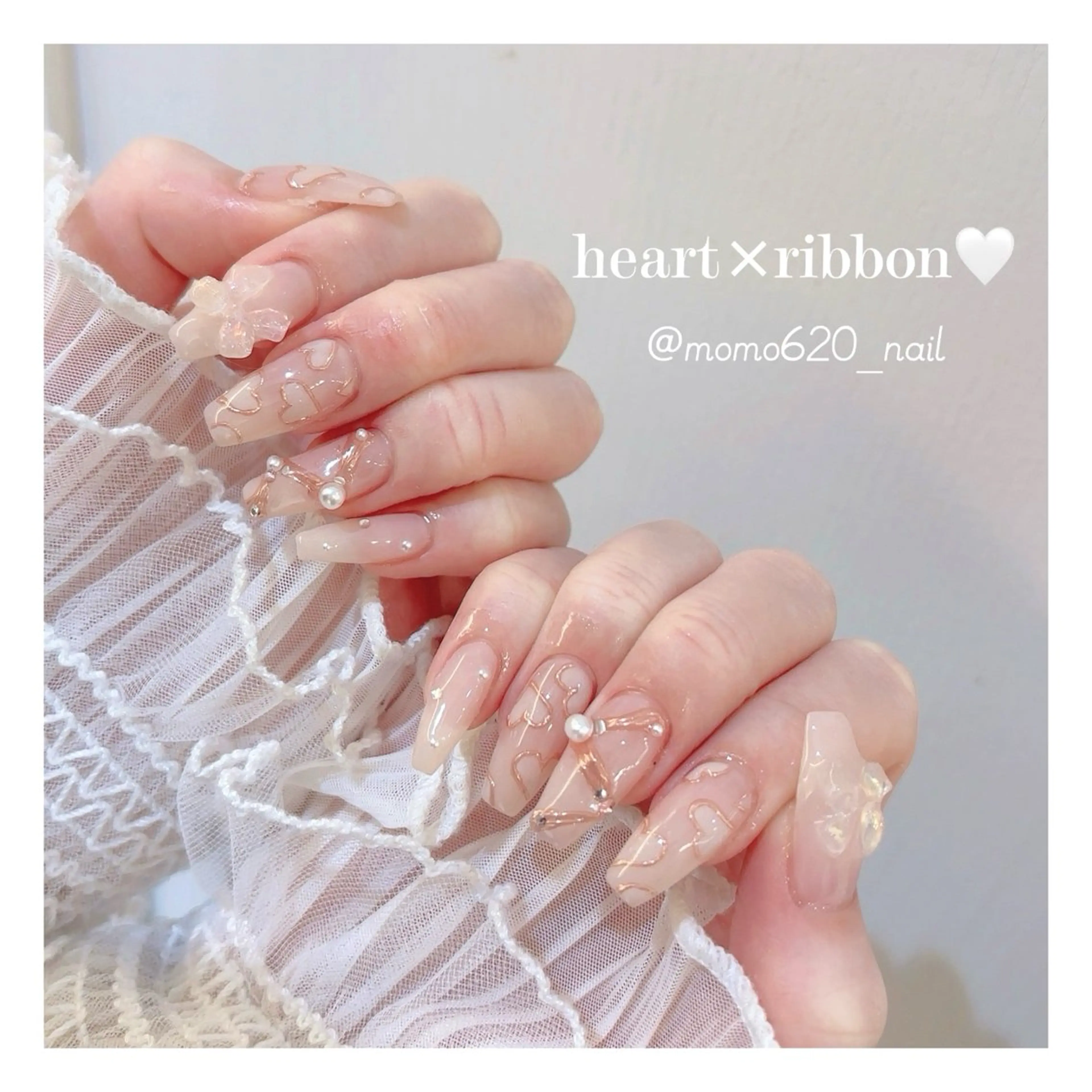 ネイル ハート ハンドネイル momoka🤍 四ツ橋のネイルデザイン