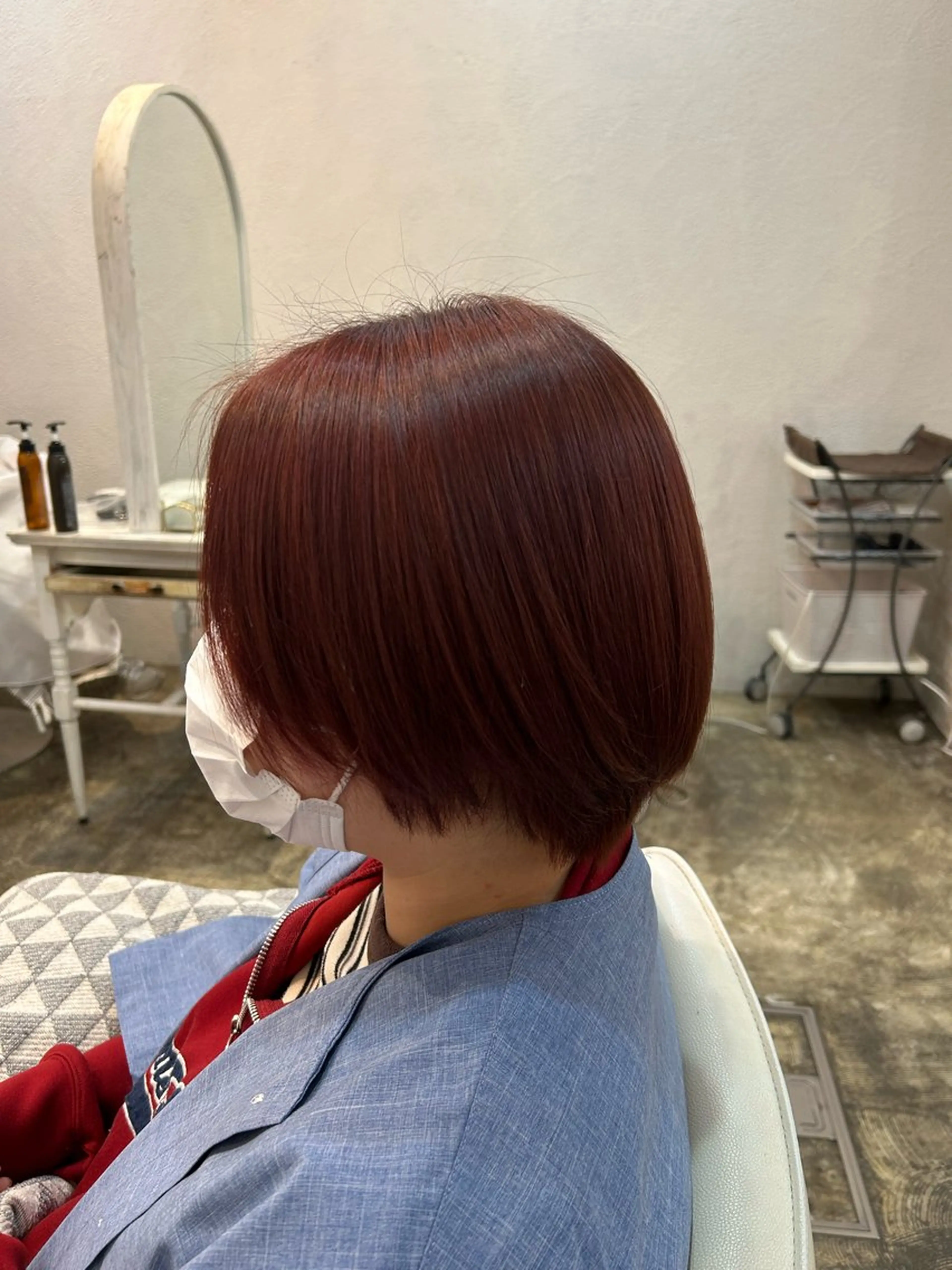 ショート カラー オレンジ ピンクカラー レッドカラー トリートメント 小磯 維織のヘアスタイル