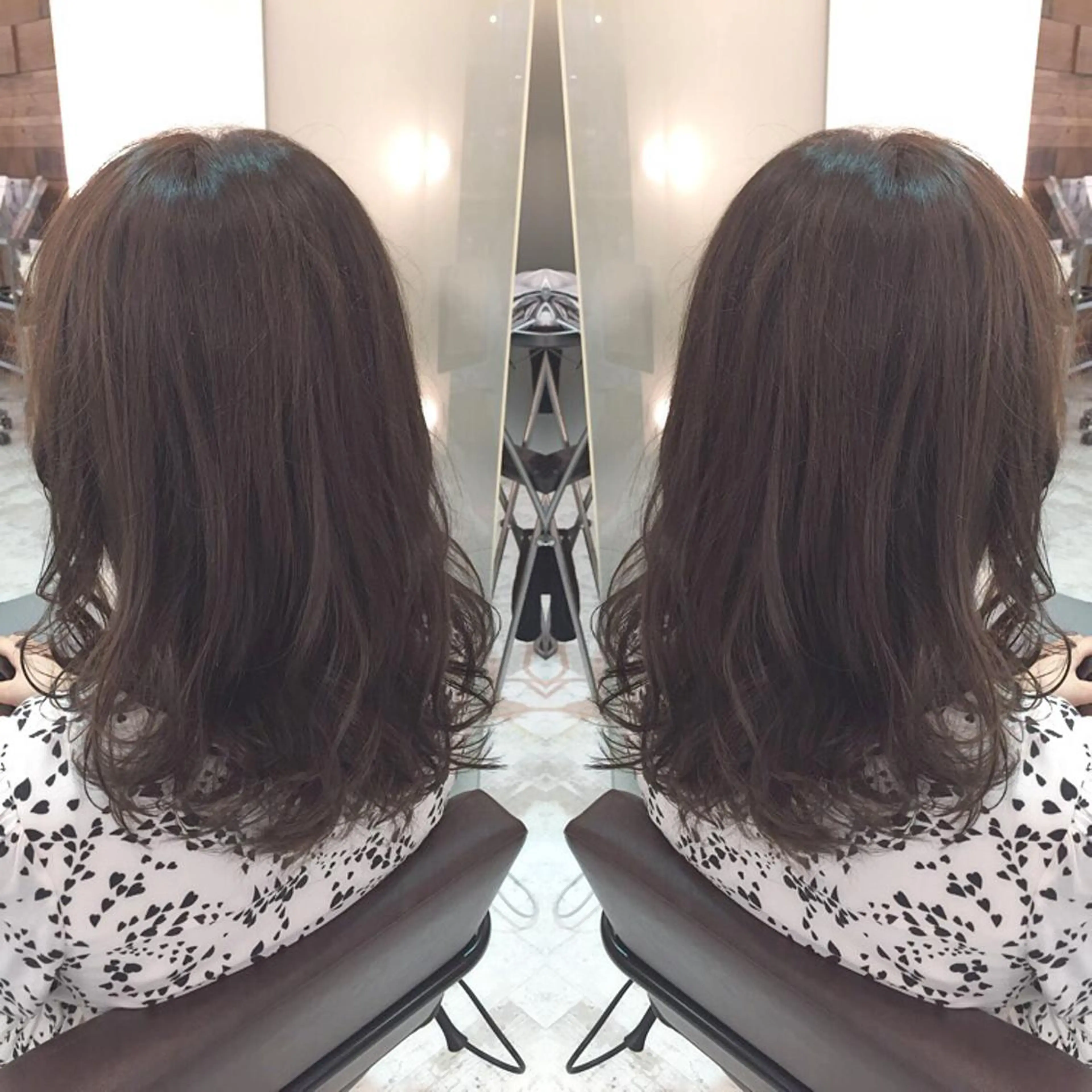 ミディアム セミロング カラー グレージュ イルミナカラー 青木 茂樹⭐️ 透明感カラーのヘアスタイル