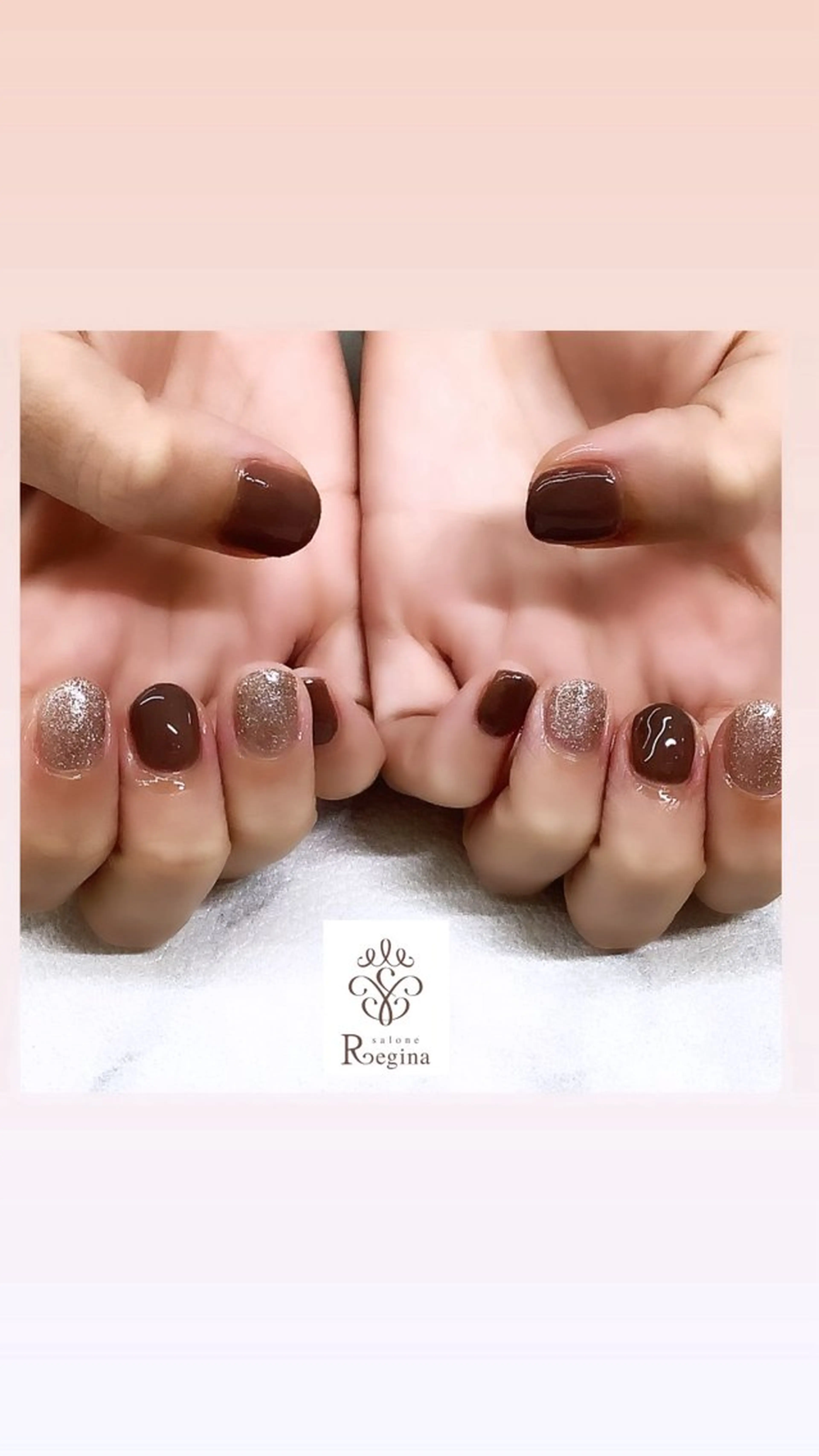 ネイル ブラウン フラッシュネイル ラメ(グリッター) AYA Reginaのネイルデザイン