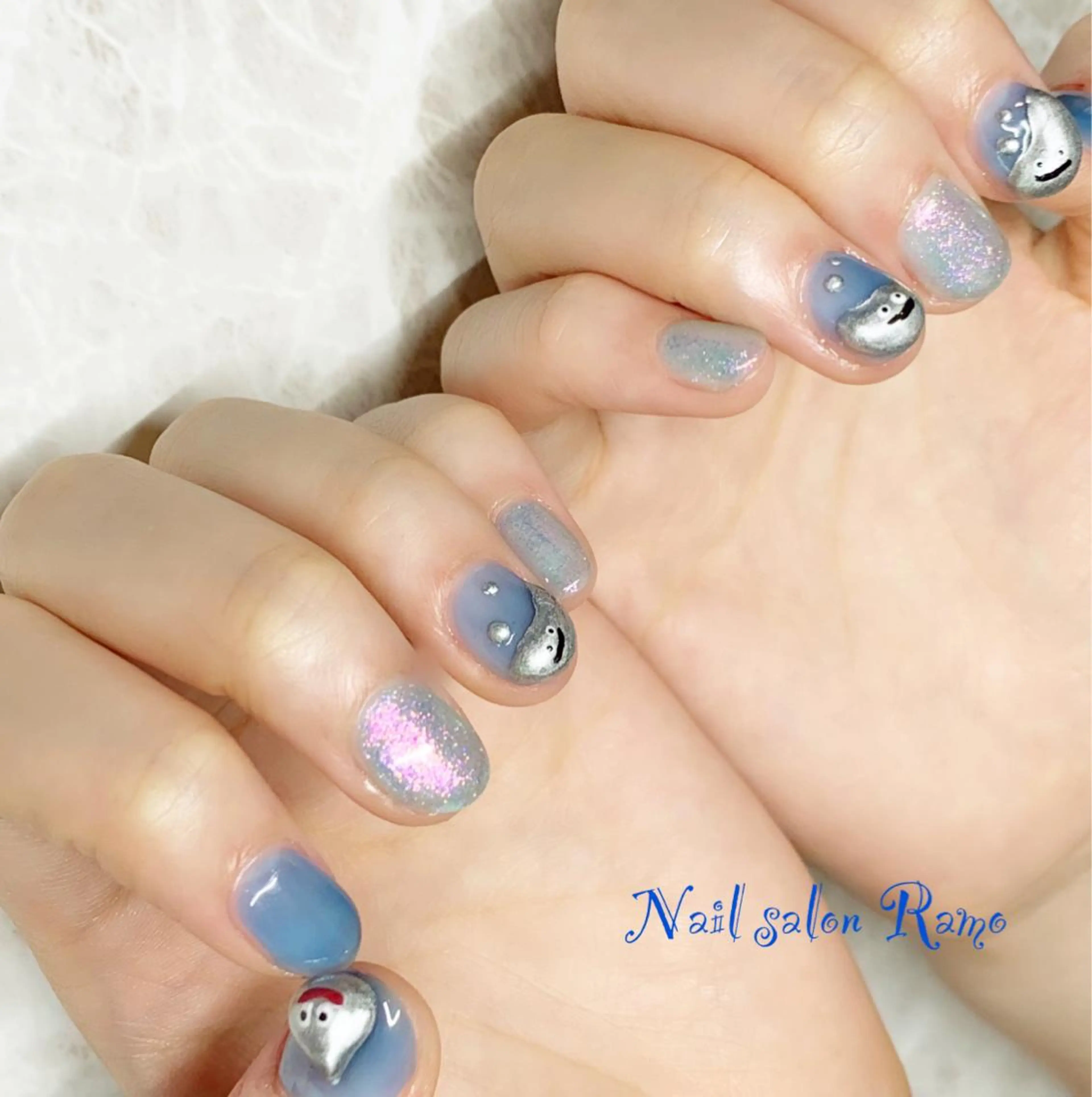 ネイル オーロラネイル ブルー Nail salon Ramo所属・松田 祥子のネイルデザイン