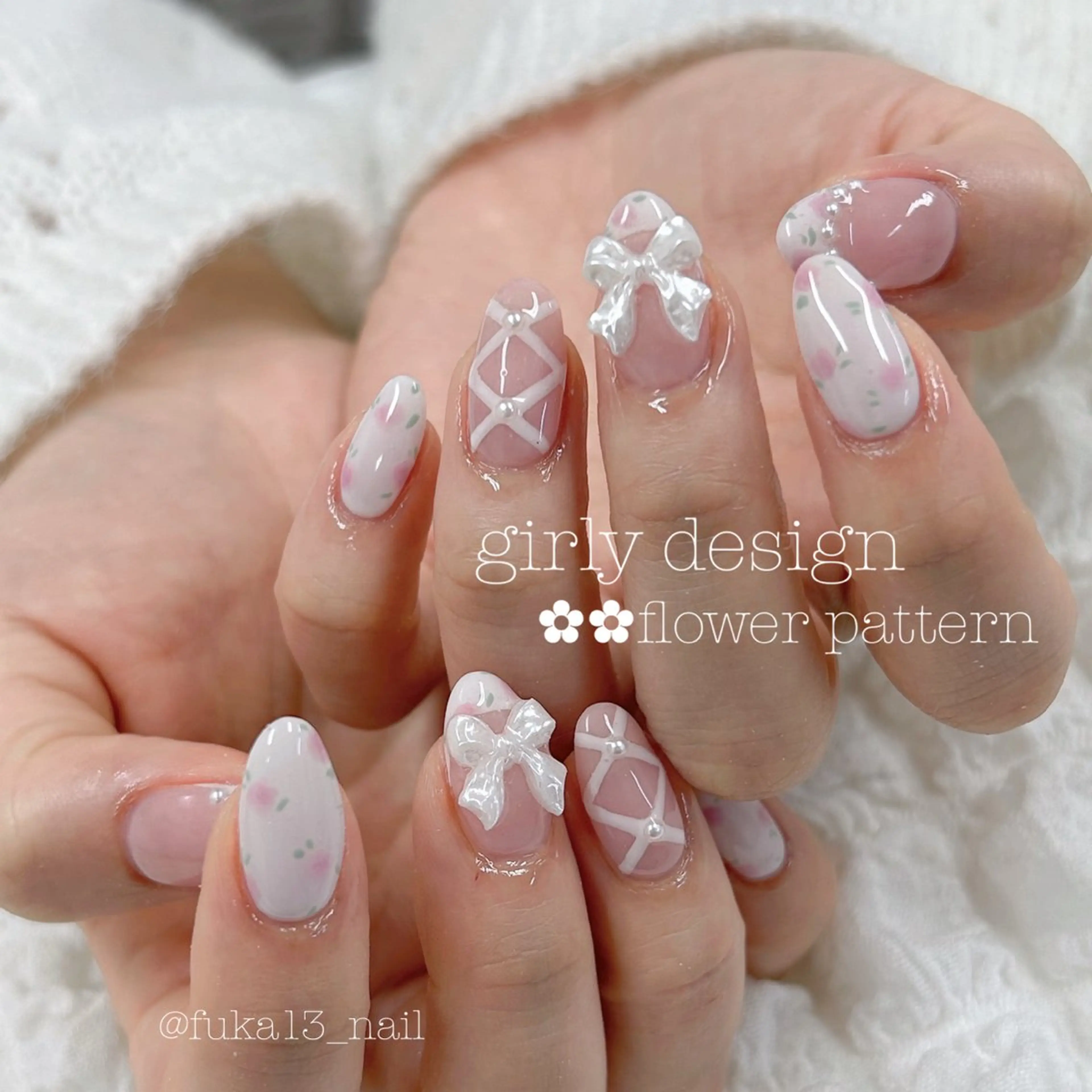 ネイル フラワーネイル ガーリー 韓国ネイル 春ネイル ハンドネイル Nail♡Fuka. /4月予約受付中のネイルデザイン