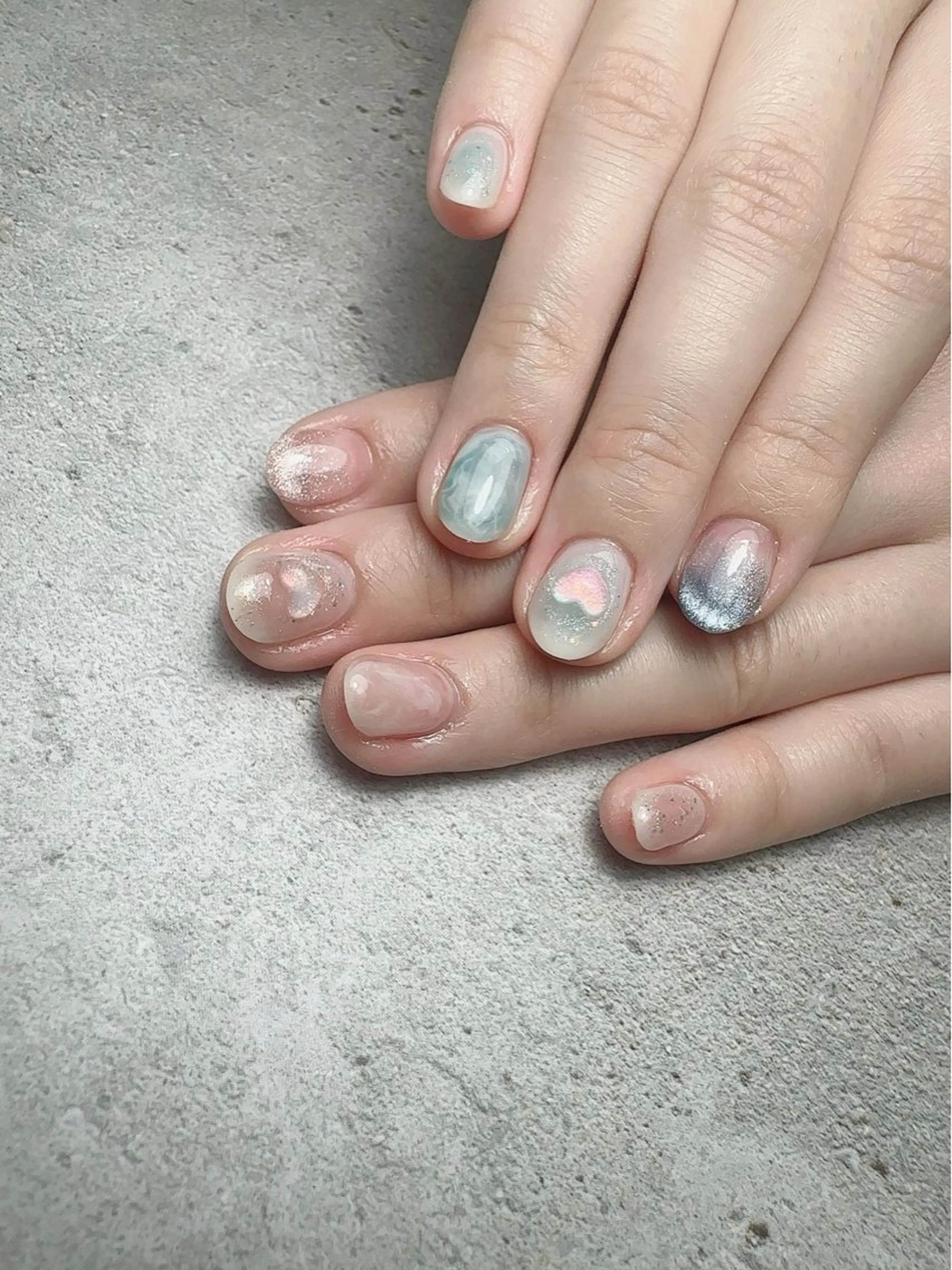 ネイル アートネイル 入学式 ハート マグネットネイル 持ち込み ハンドネイル Nailsalon Mimiy..♡のネイルデザイン