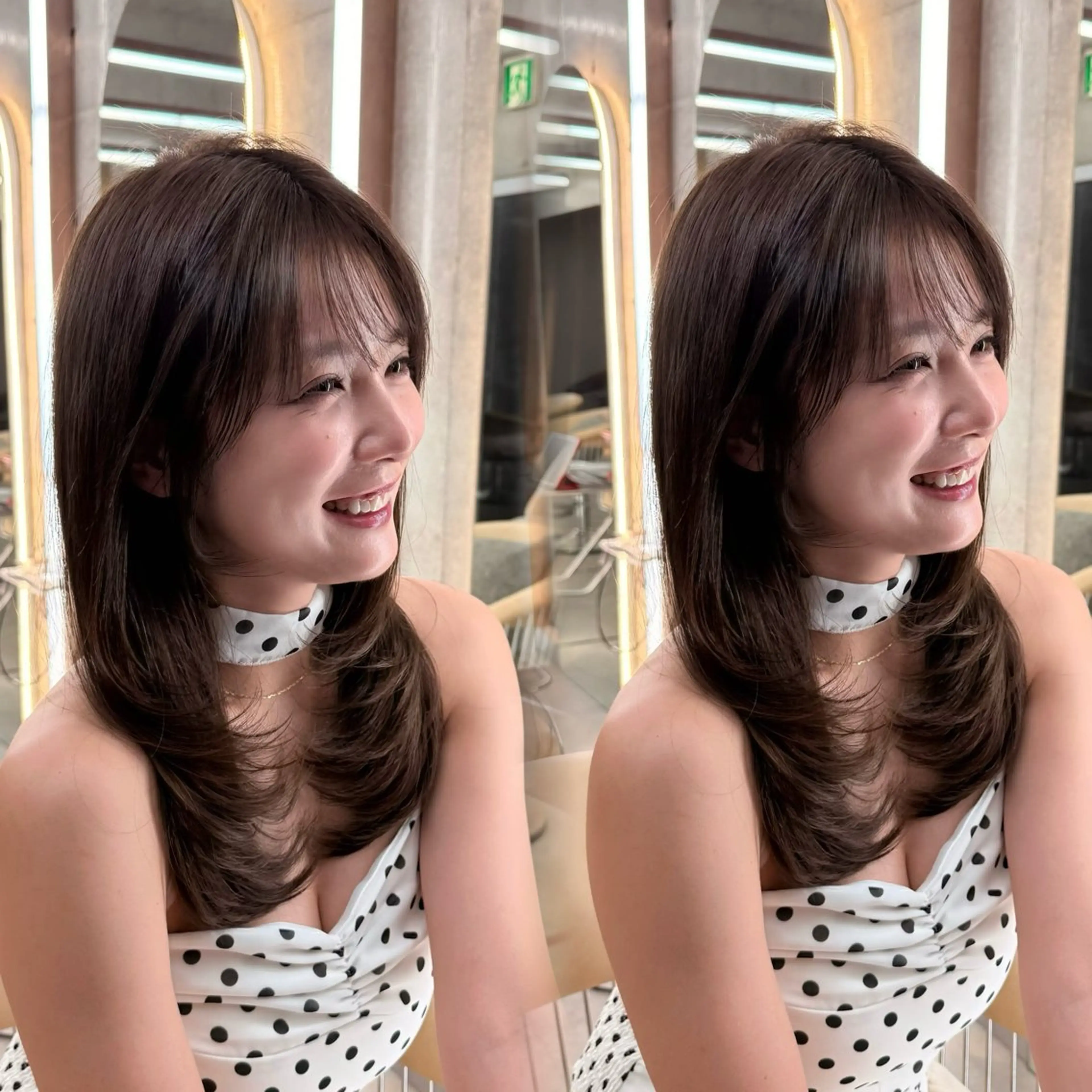 ロング カラー 髪質改善|透明 感カラー🩵レイヤーのヘアスタイル