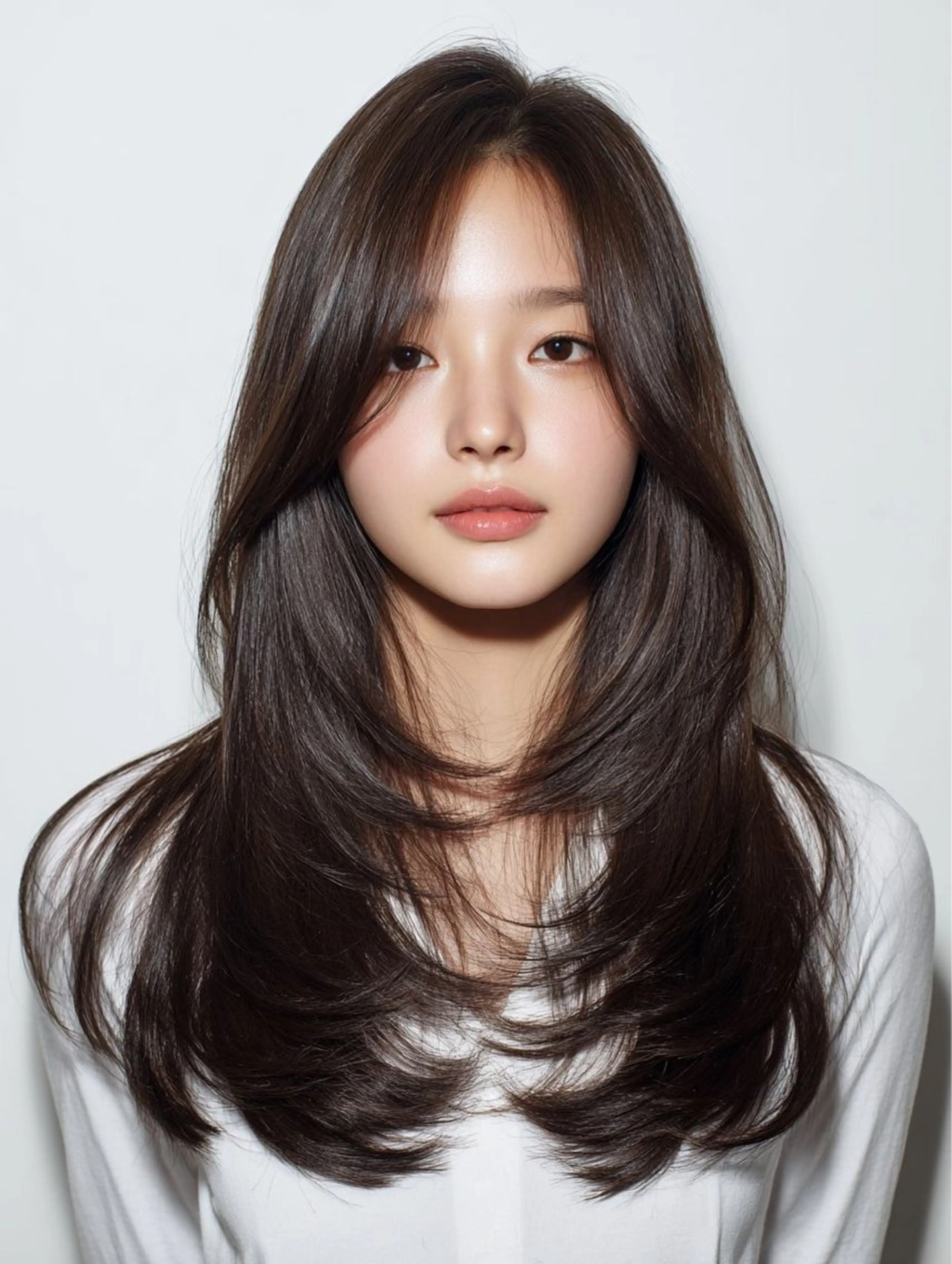 ロング ハイライト 髪質改善 韓国風ヘア レイヤーカット 縮毛矯正 カット 縮毛矯正 トリートメント 当日予約◎/縮毛矯正 /艶カラー/雨森大晃のヘアスタイル