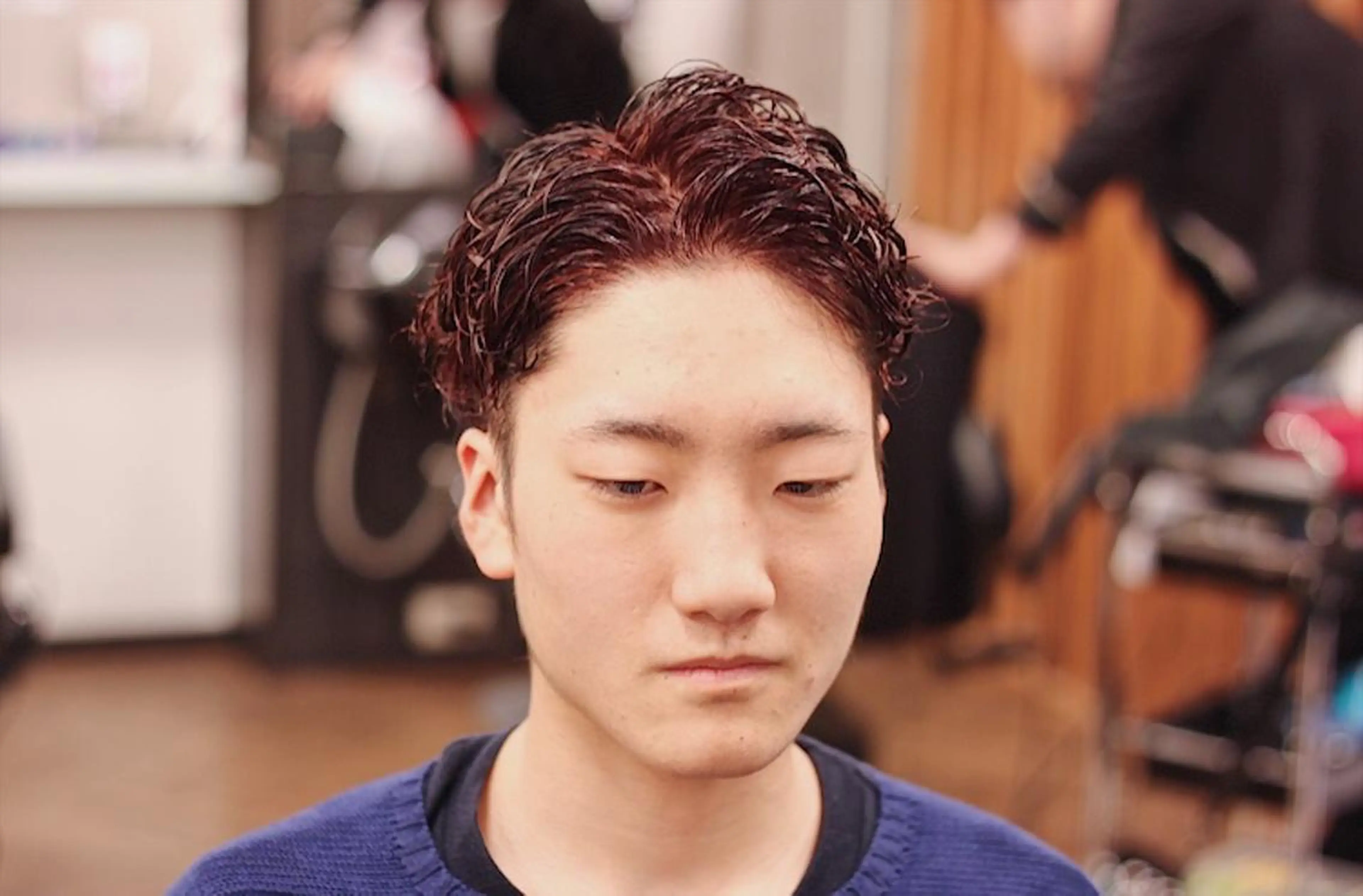 ショート カラー メンズ メンズパーマ レッドカラー カット ヘアカラー 前田賢生 ご新規様はNGのヘアスタイル