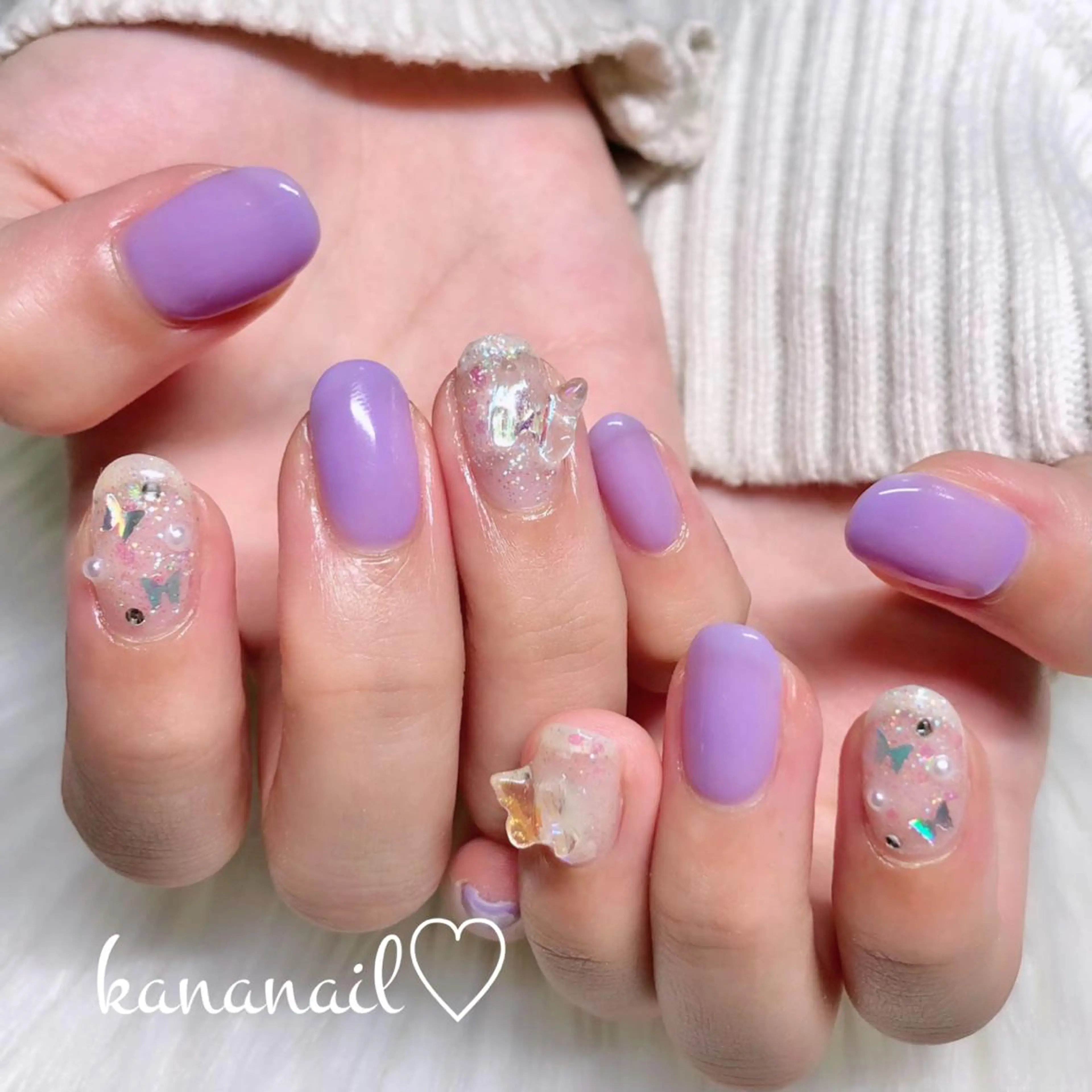 ネイル アートネイル ミディアムネイル ワンカラーネイル kananail ♡のネイルデザイン