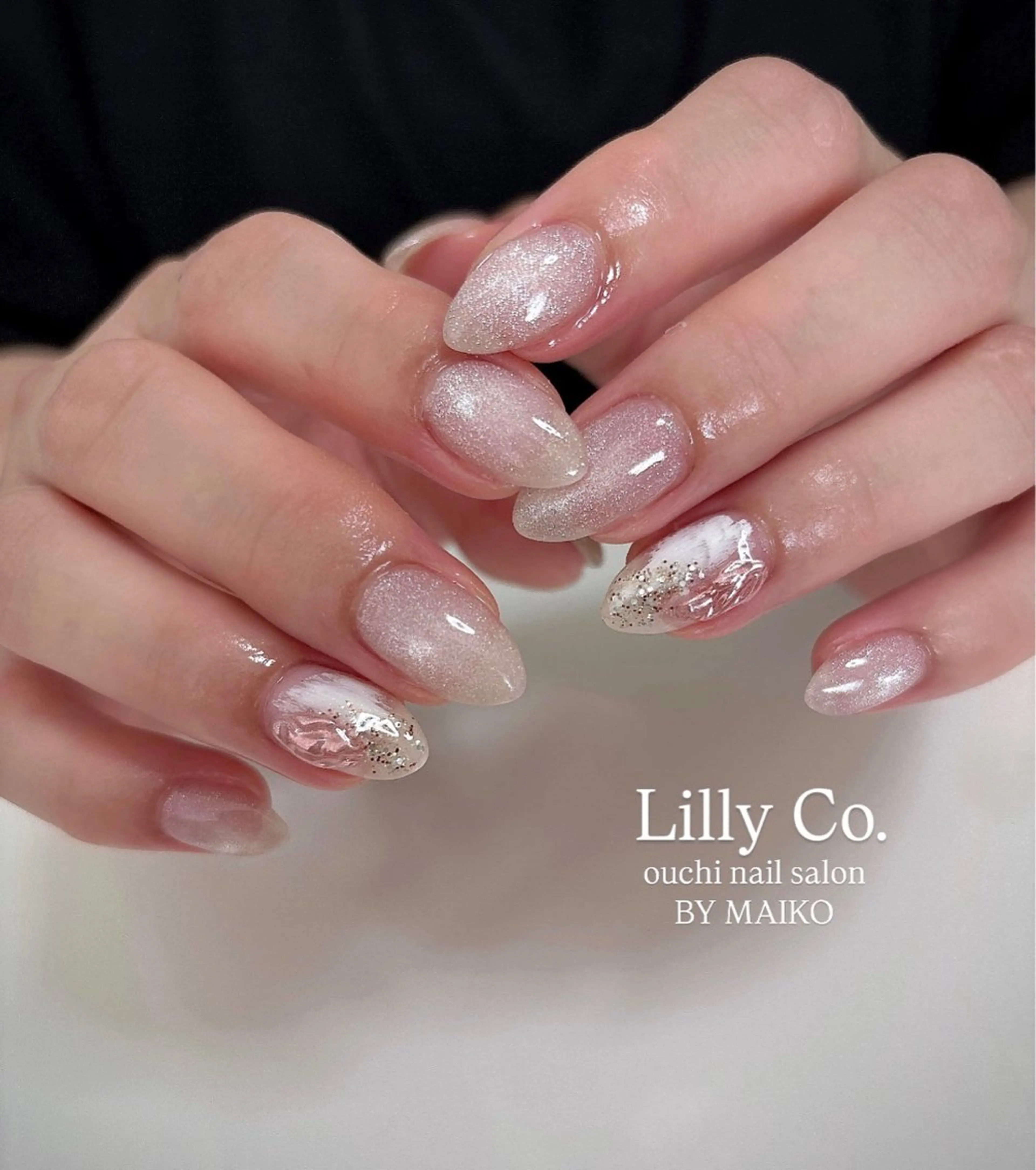 ネイル ニュアンスネイル ピンク ハンドネイル ハンドケア Lilly Co.のネイルデザイン