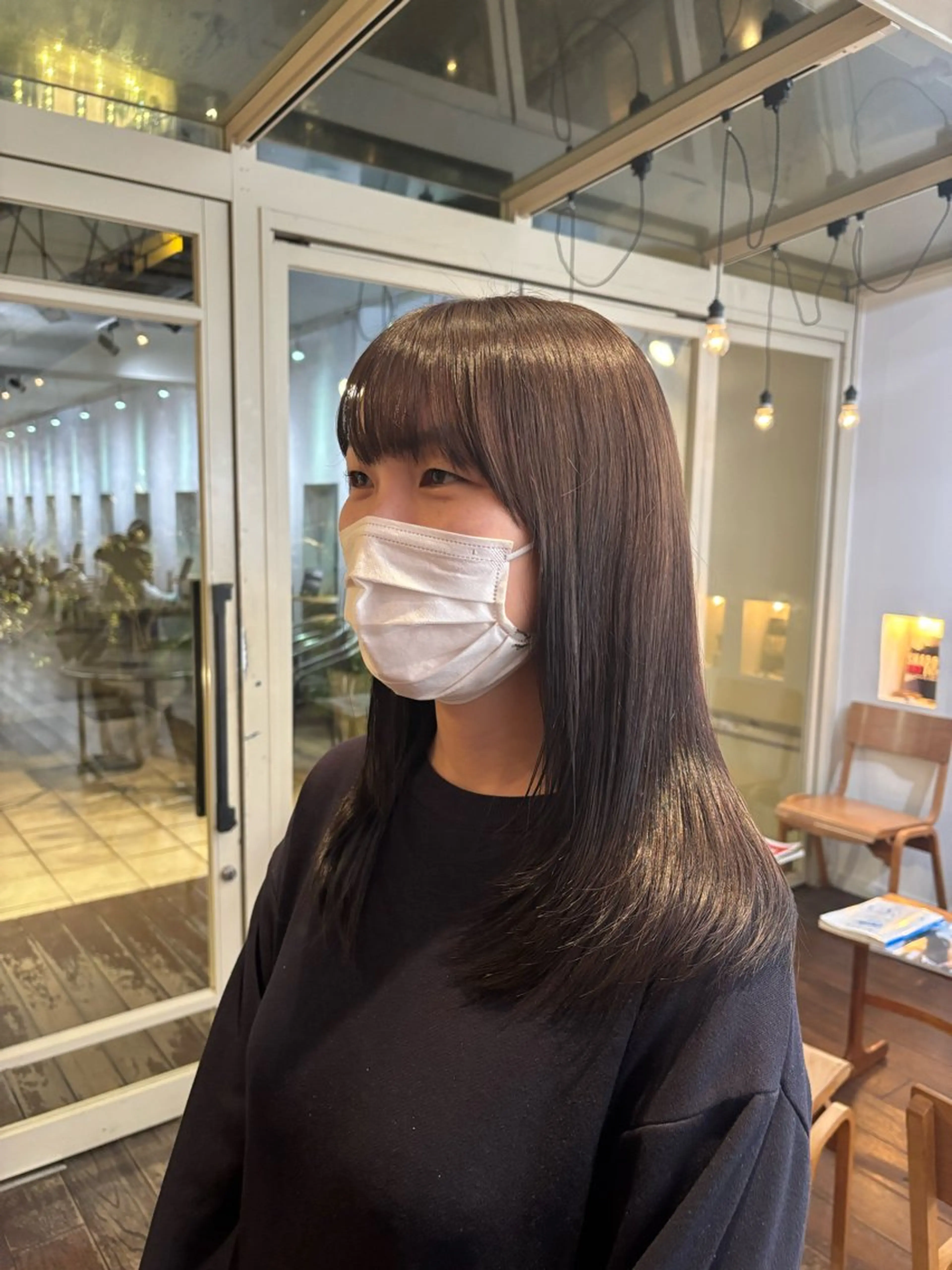 ロング カラー カット ヘアカラー くいた あやなのヘアスタイル