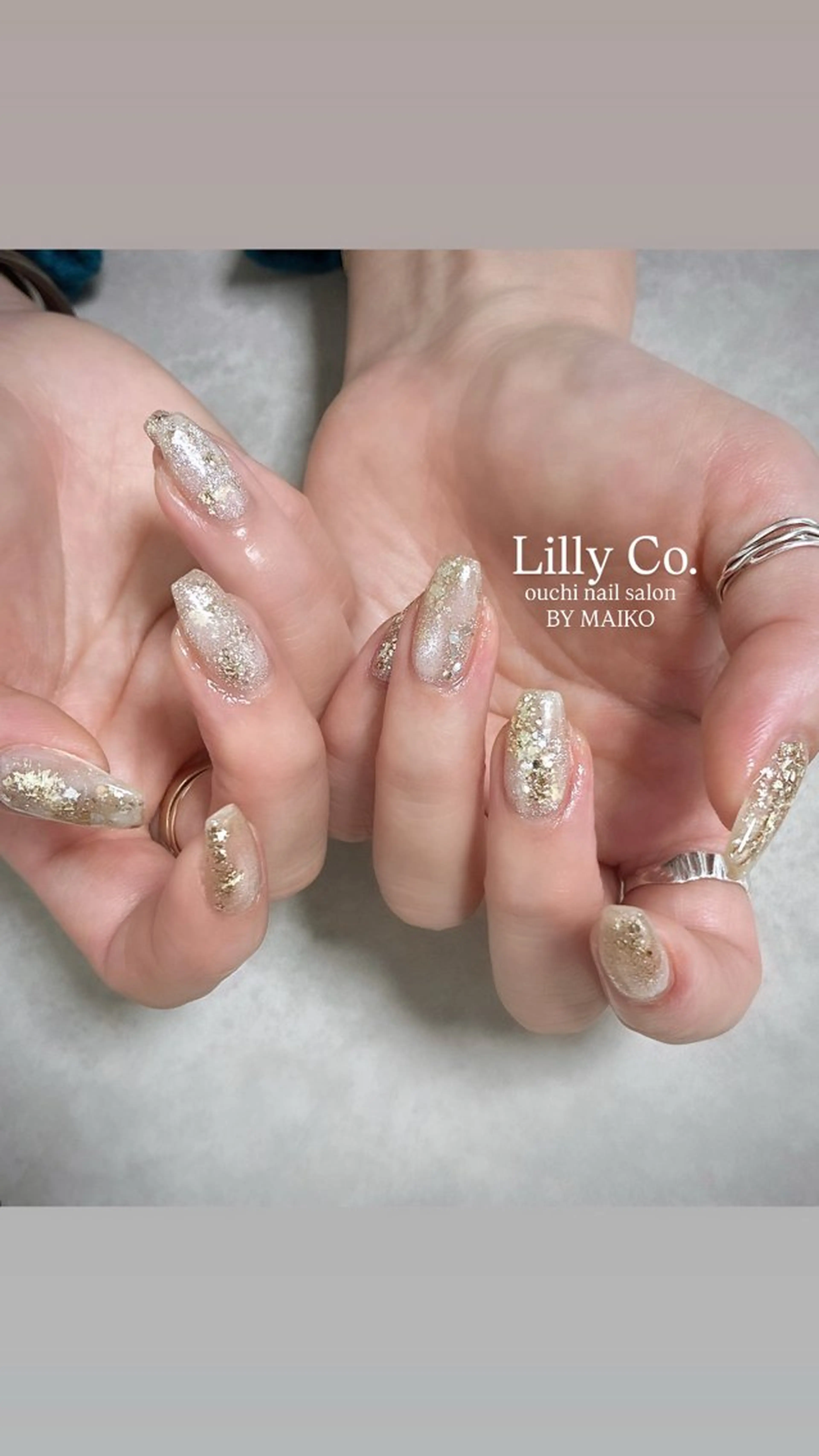 ネイル ゴールド ハンドネイル ハンドケア Lilly Co.のネイルデザイン