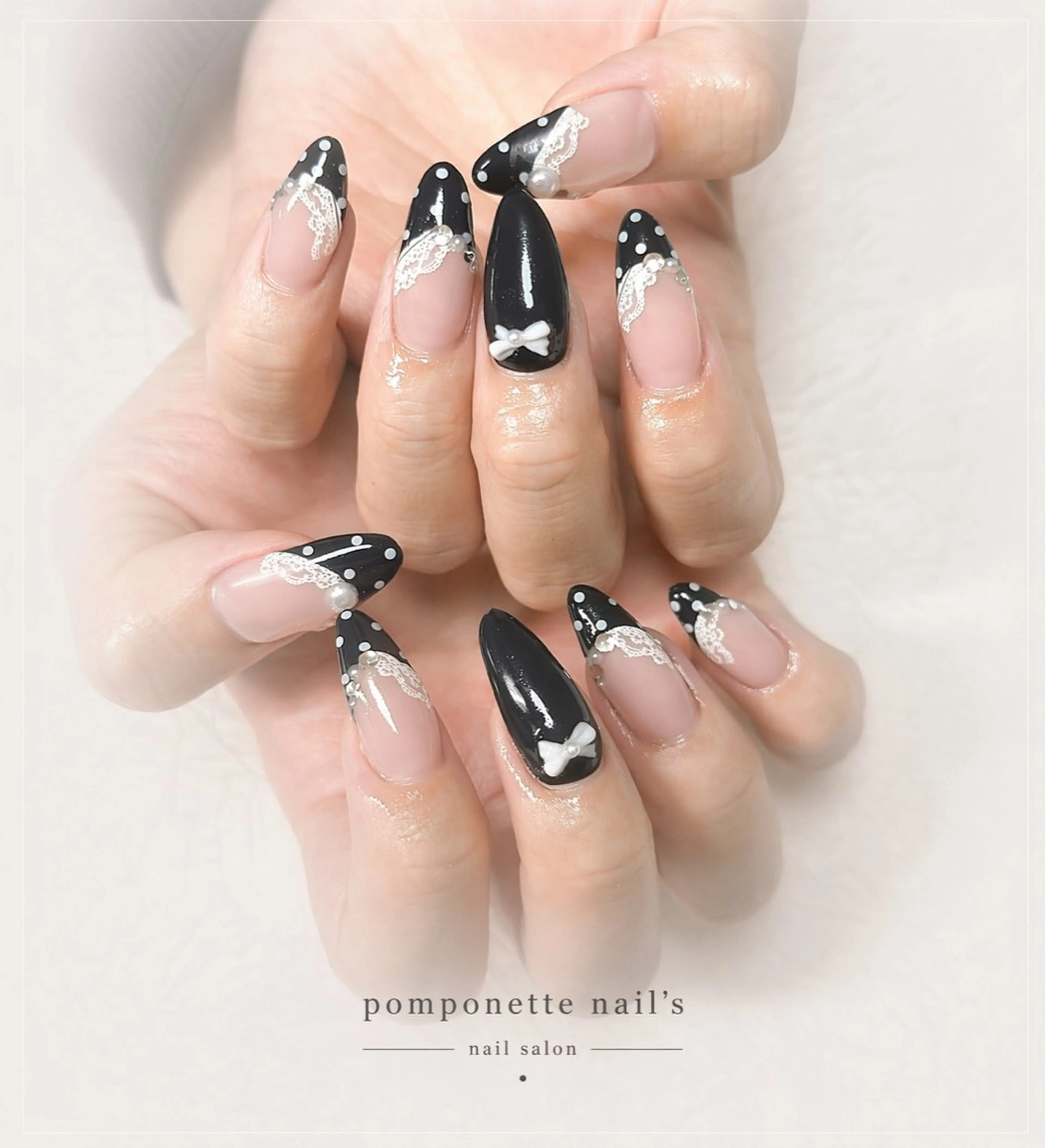 ネイル ドット フレンチネイル ガーリー 韓国ネイル レース nailist yuiのネイルデザイン