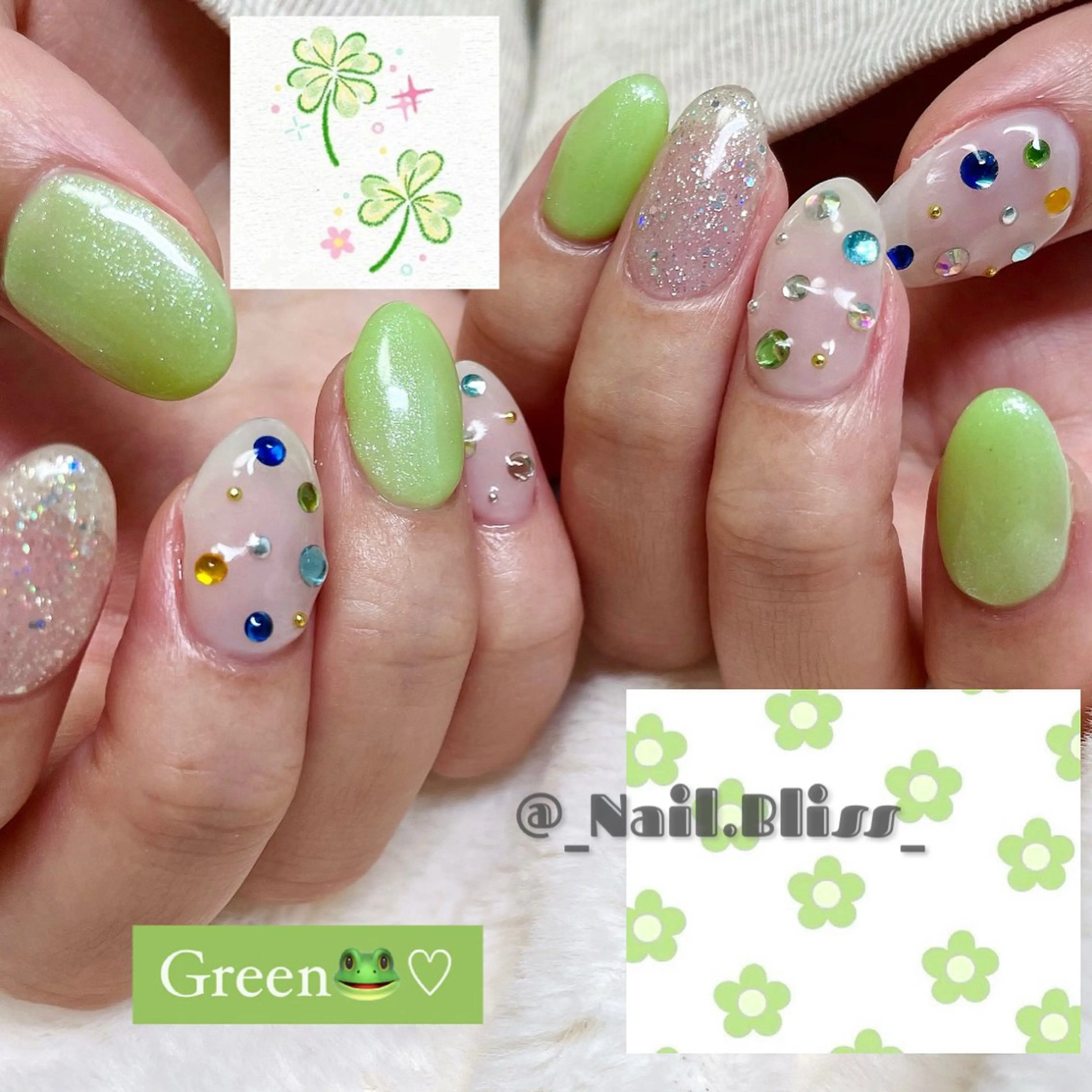 ネイル 春ネイル ストーンネイル ハンドネイル NAIL BLISSのネイルデザイン