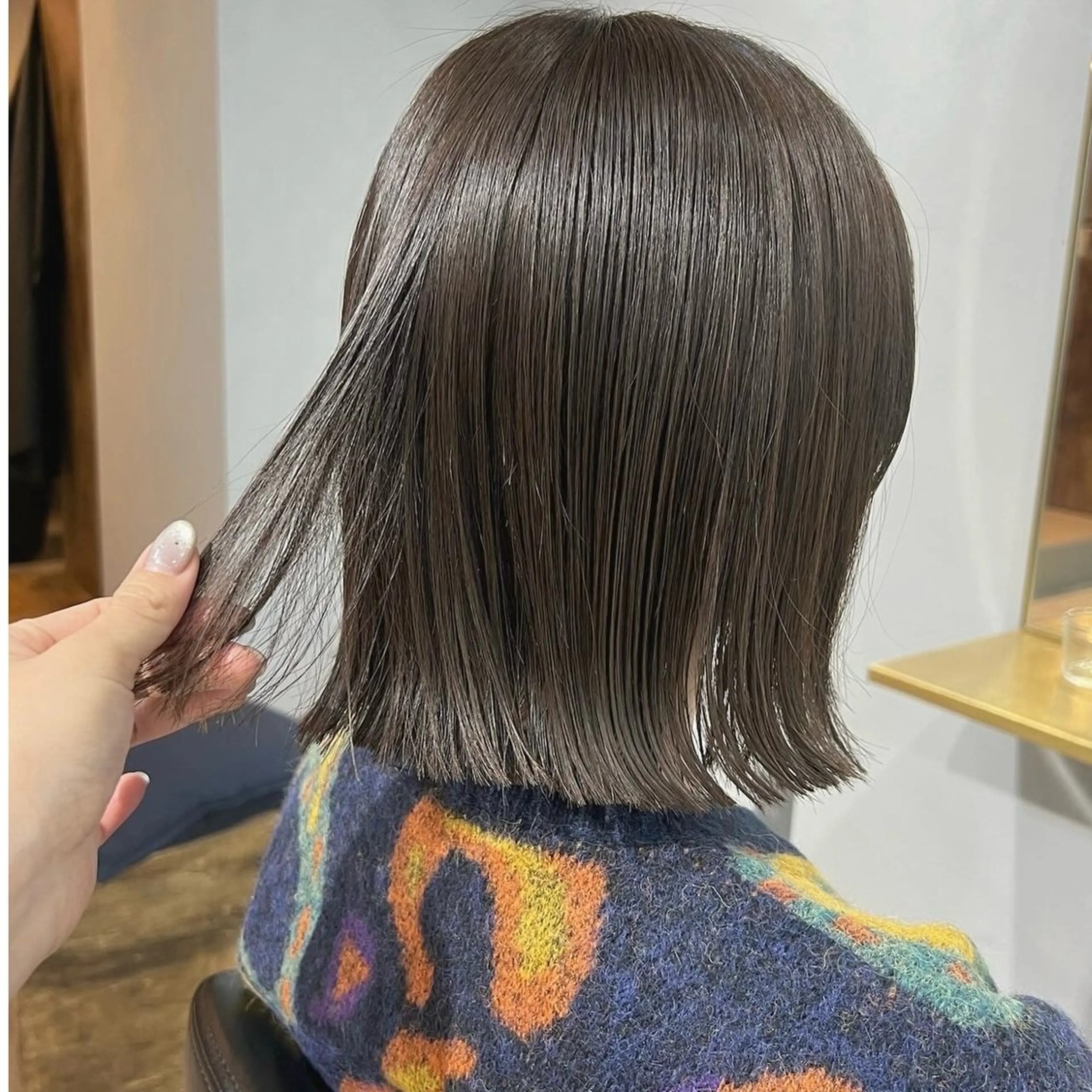 ミディアム カラー ベージュカラー オリーブベージュ カット ヘアカラー トリートメント akane/ボブ /ブラウンベージュのヘアスタイル