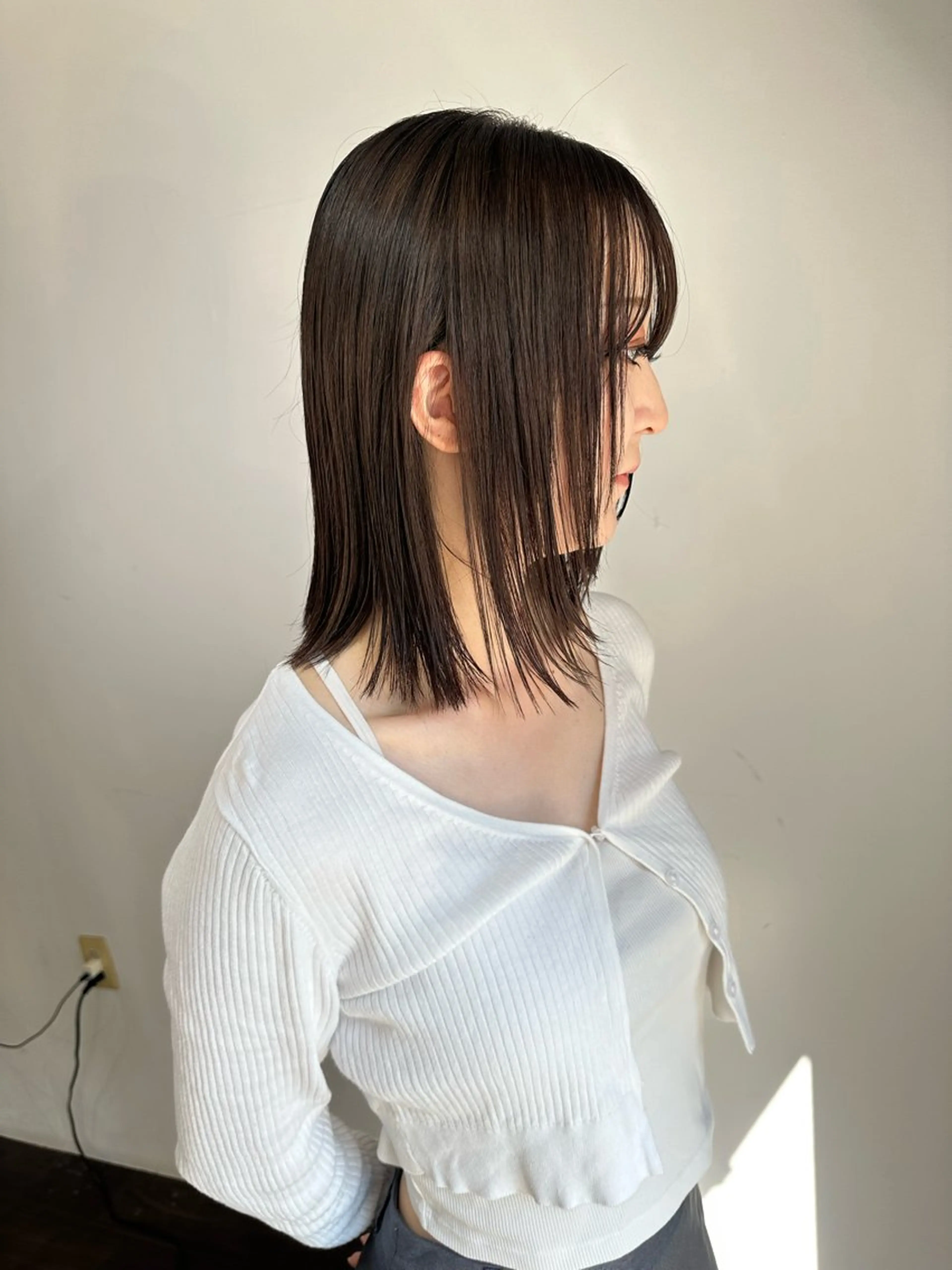 ミディアム カラー カット ヘアカラー トリートメント 縮毛矯正×ボブ 【圧倒的朝楽ボブ】のヘアスタイル