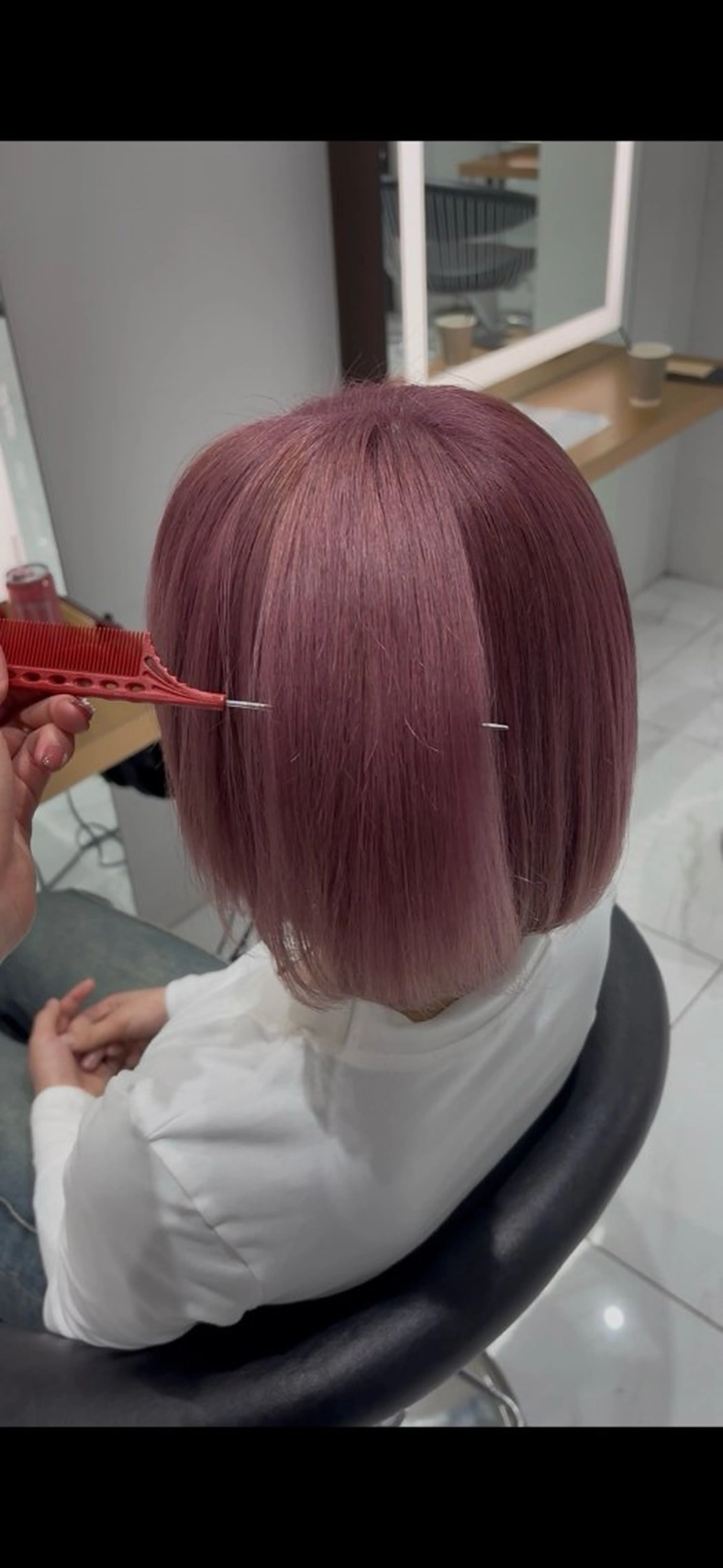 ショート カラー ピンクカラー ヘアカラー Miyu's Shibuya Flag所属・ねね🦖 /ブリーチカラーのヘアスタイル