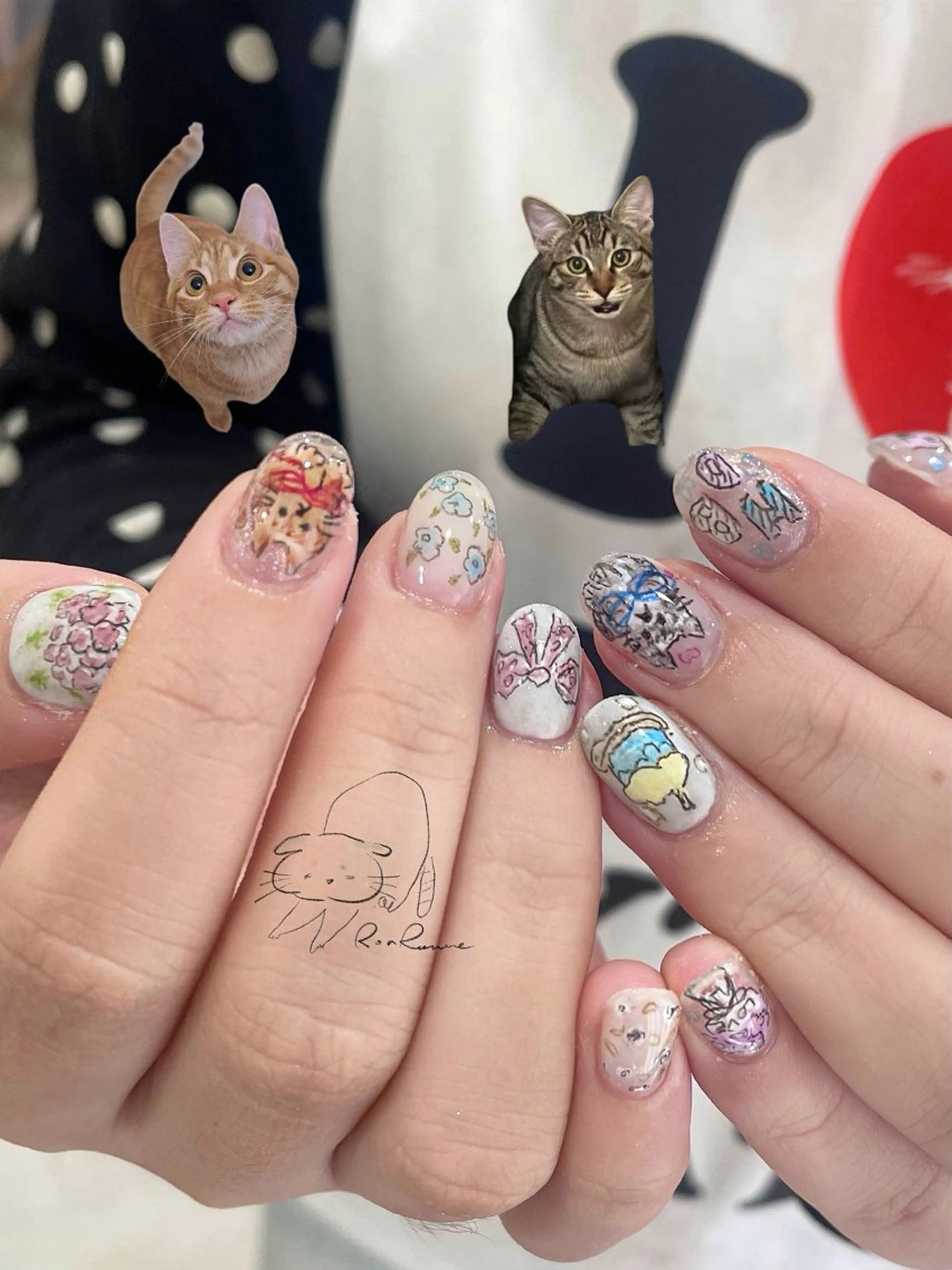 ネイル オーロラネイル 長さ出し フレンチネイル ジェルネイル ミラーネイル ハンドネイル ronronne .のネイルデザイン