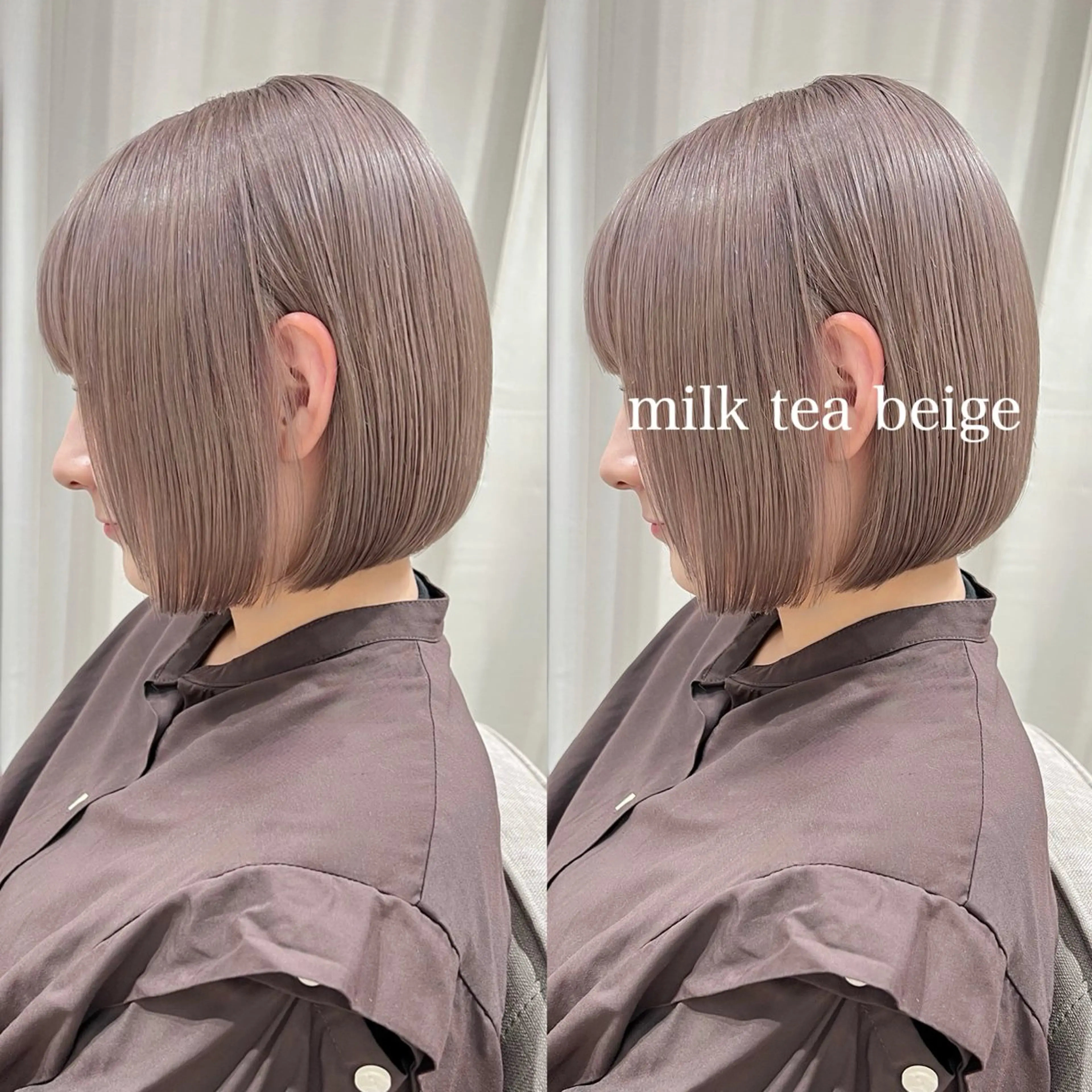 ショート カラー ベージュカラー ミルクティーベージュ ボブ レイヤーカット/ボブ ウルフ/韓国ヘア🪄のヘアスタイル