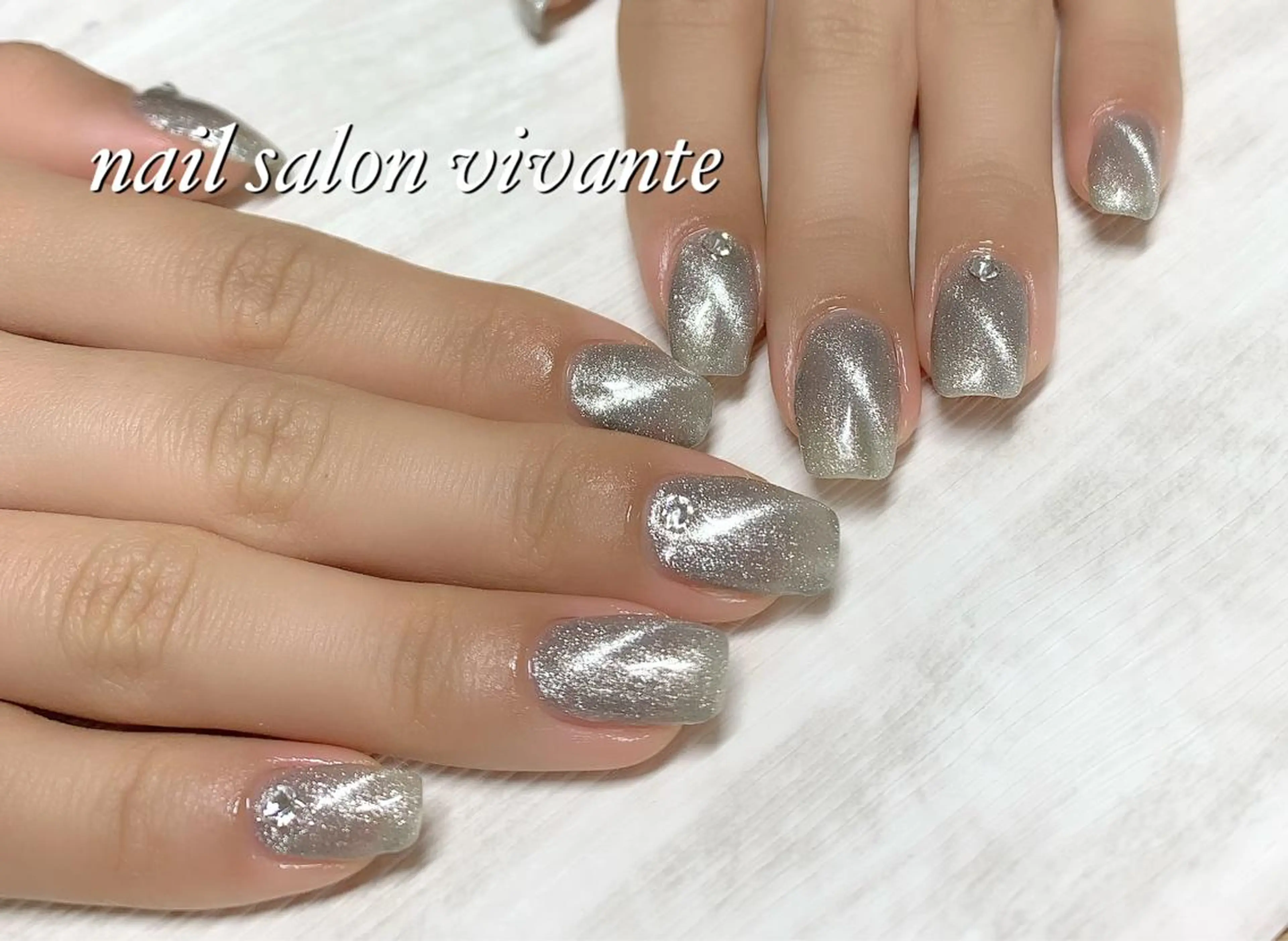 ネイル マグネットネイル シルバー nail salon vivanteのネイルデザイン