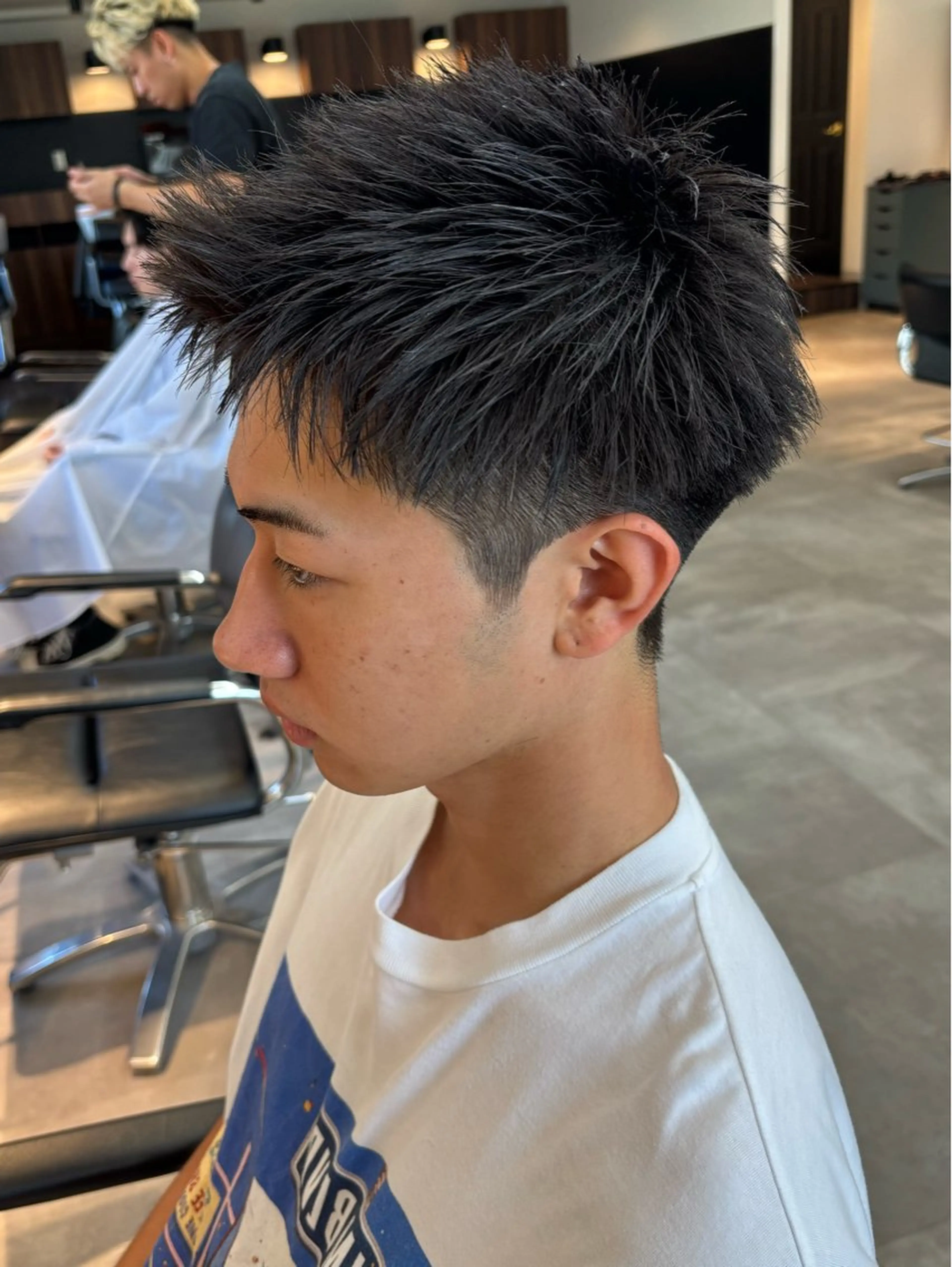 メンズ アップバング 刈り上げ カット 保立/フェザーパーマ /メンズカット千葉のヘアスタイル