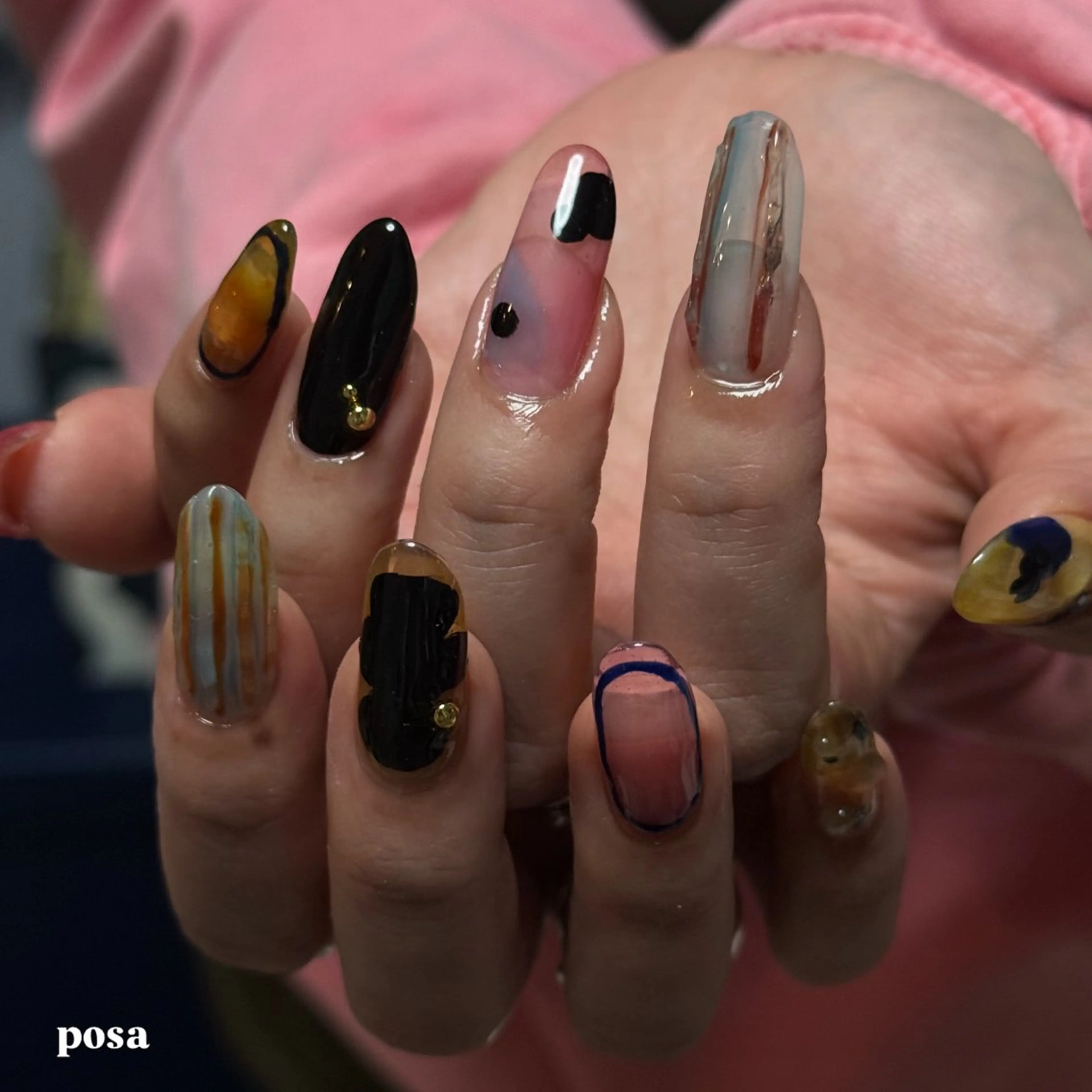 ネイル アートネイル 持ち込み ニュアンスネイル シンプルネイル ハンドネイル posa nail モエミのネイルデザイン