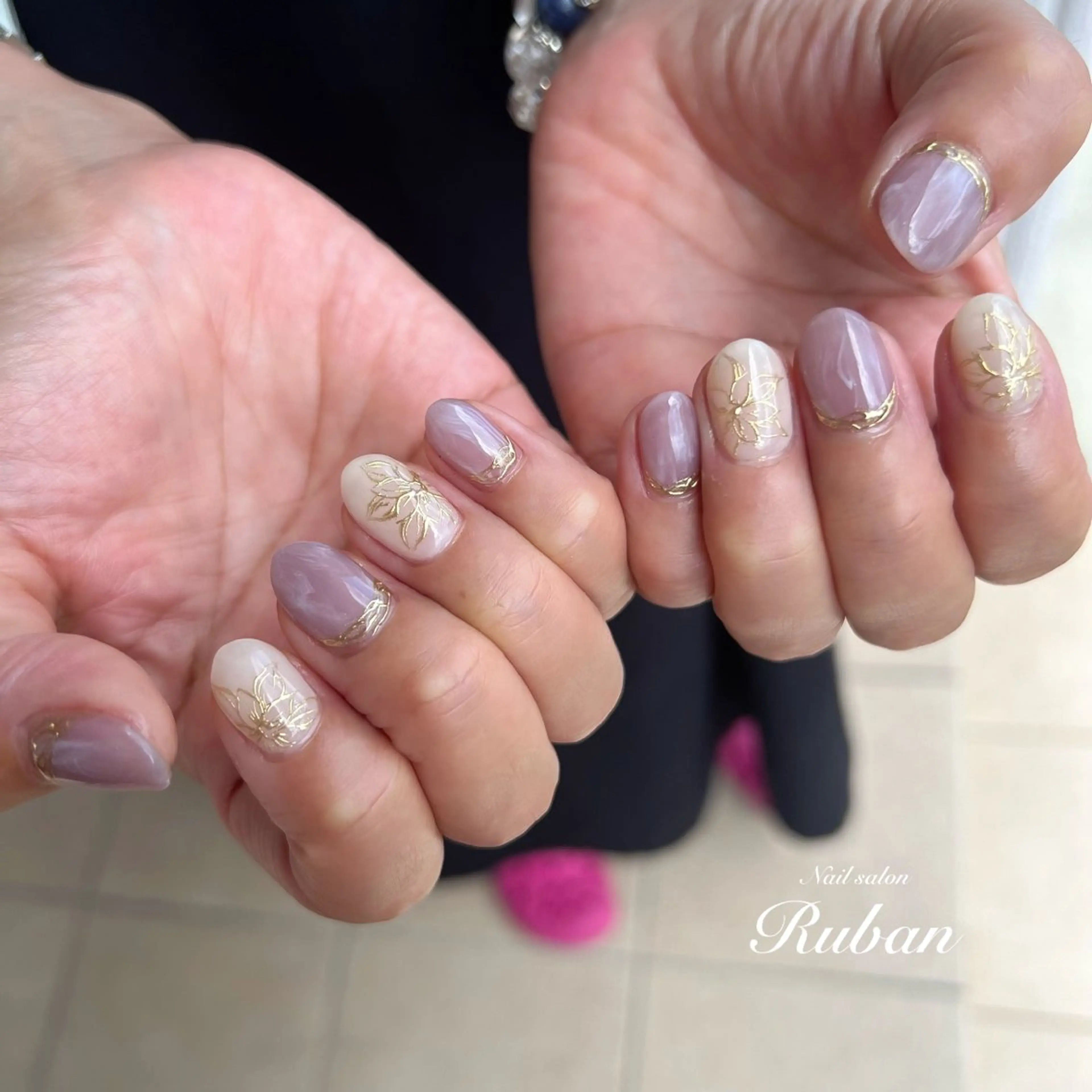 ネイル フラワーネイル ミラーネイル ニュアンスネイル Nail salon Rubanのネイルデザイン