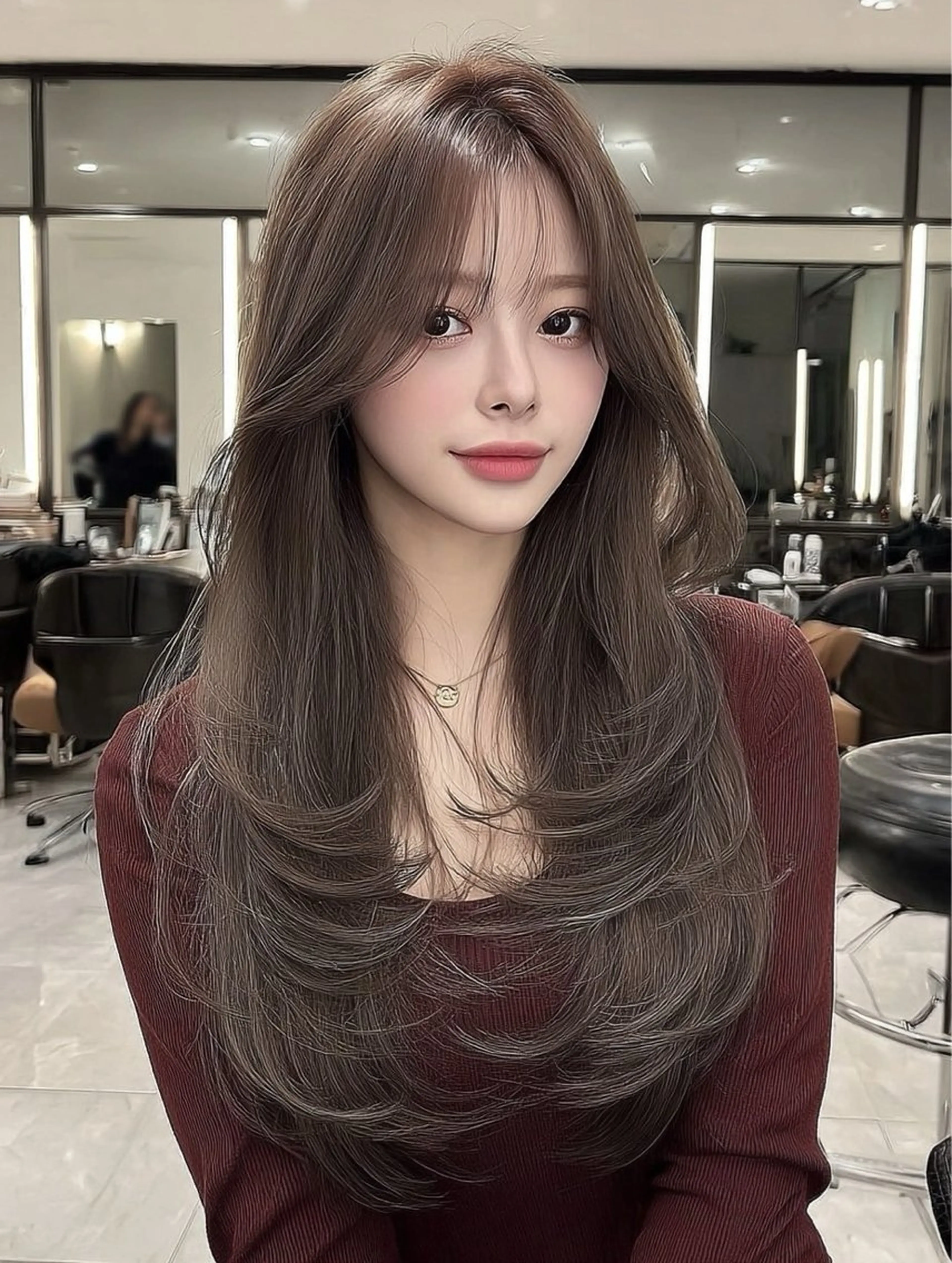 ロング カラー 韓国風ヘア えみ💕ヘアアレ/ まつ毛/可愛いのヘアスタイル