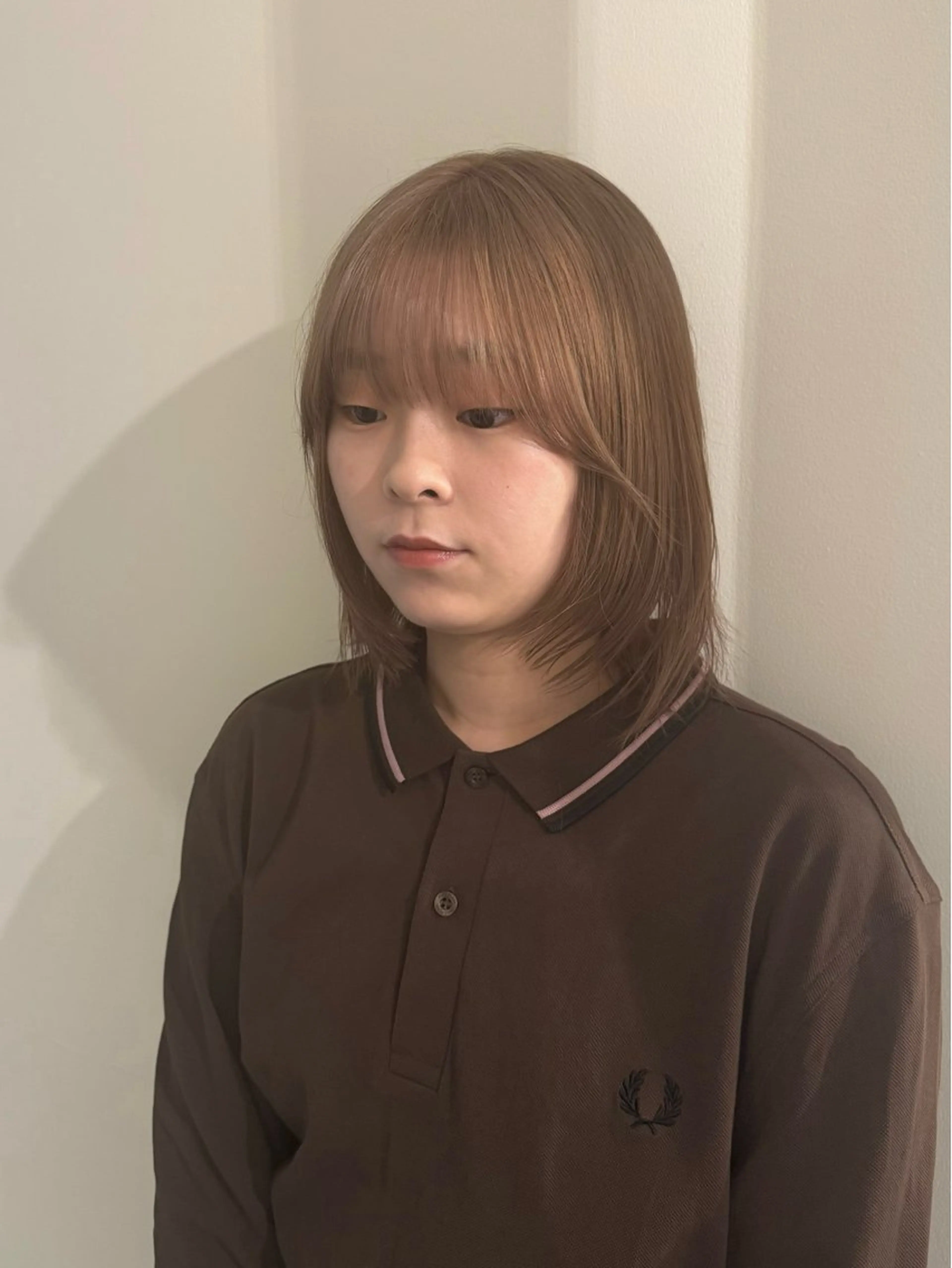 ミディアム カラー ベージュカラー ブリーチ ミルクティーベージュ ヘアカラー 内沼 恵留菜のヘアスタイル