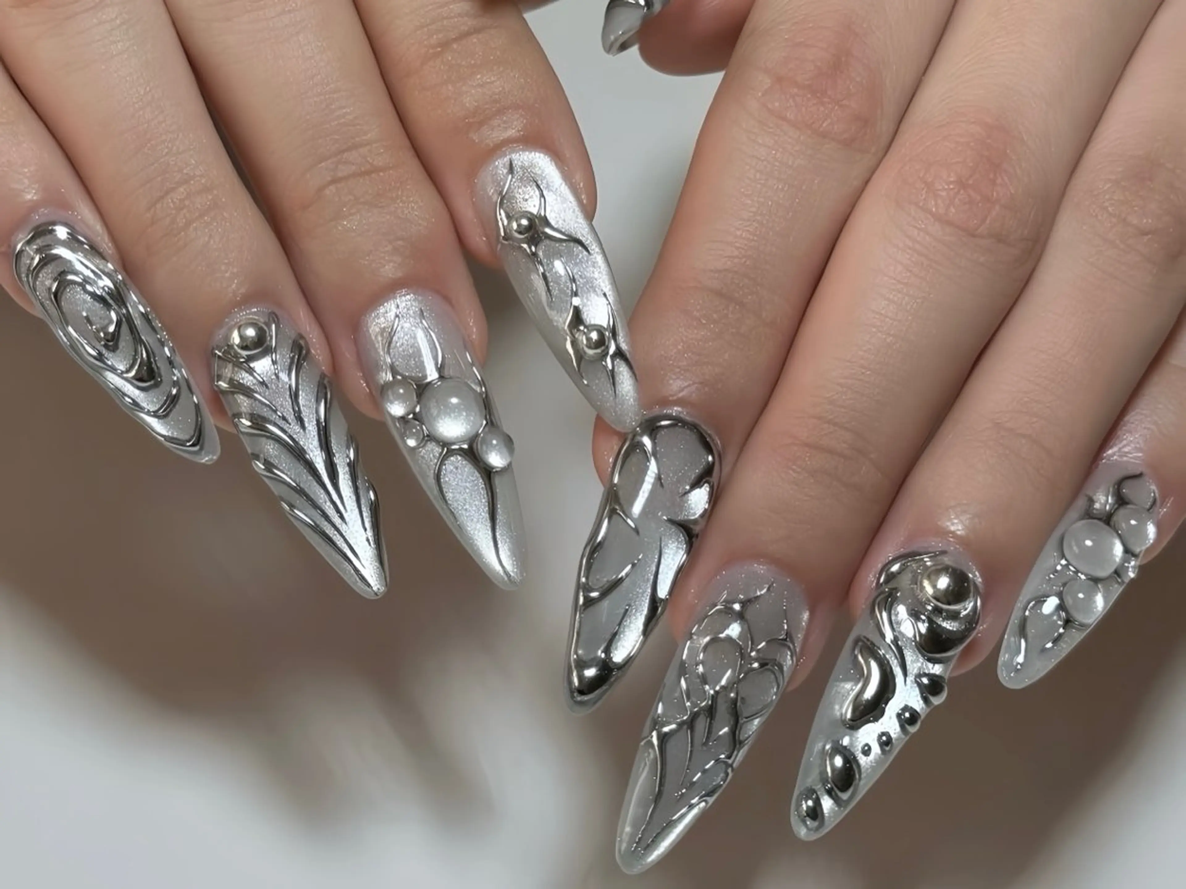 ネイル アートネイル ガーリー 韓国ネイル 持ち込み ニュアンスネイル Rin Nail 新大久保店のネイルデザイン