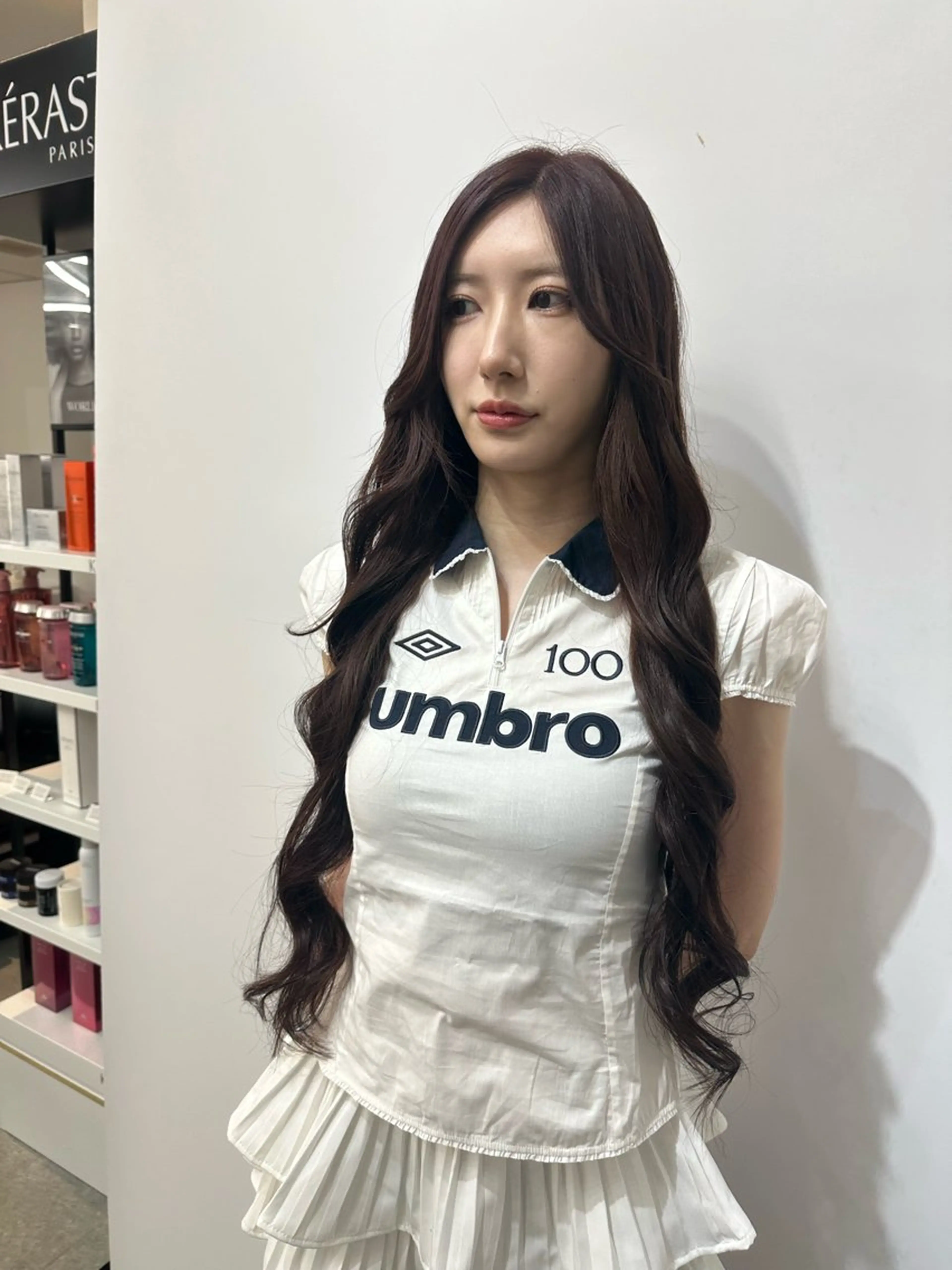 ロング ヘアセット 韓国ヘア×ハイトーン AYA💫のヘアスタイル