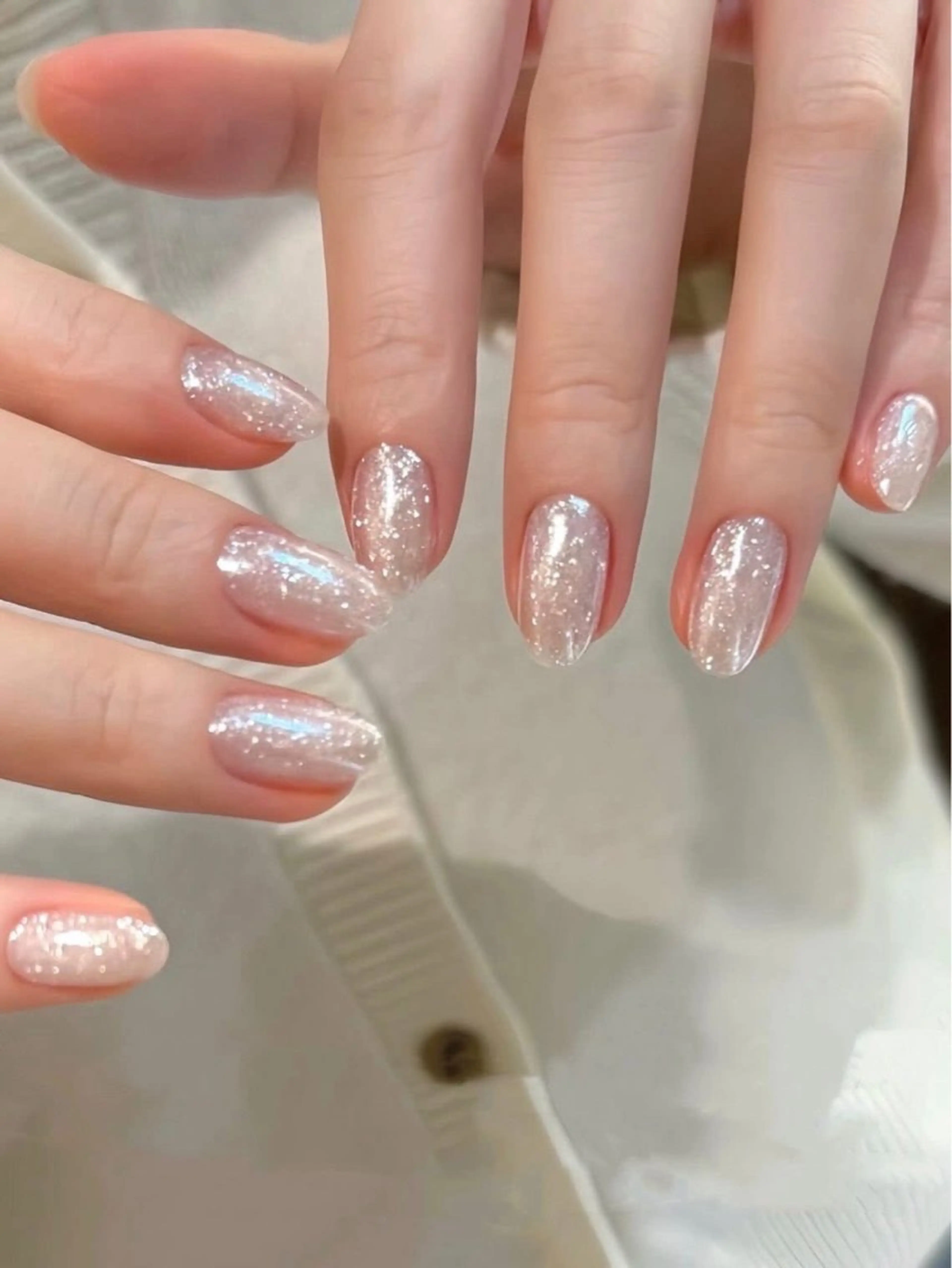 ネイル オーロラネイル ブルー チークネイル 長さ出し フットネイル ハンドネイル JIN 168 新大久保のネイルデザイン