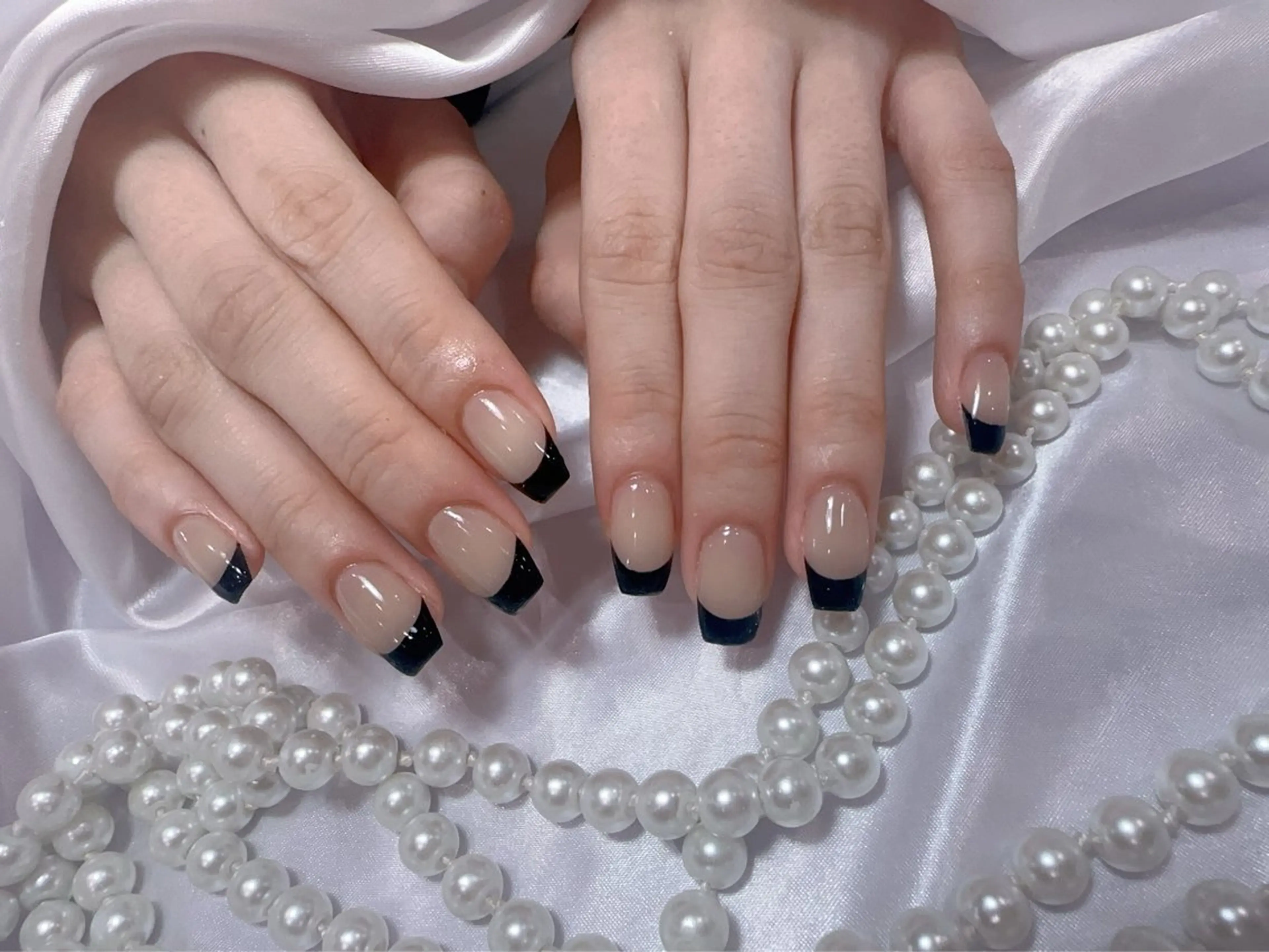 ネイル アートネイル フラッシュネイル フレンチネイル ジェルネイル ガラスフレンチ ハンドネイル You&Me Miyuのネイルデザイン