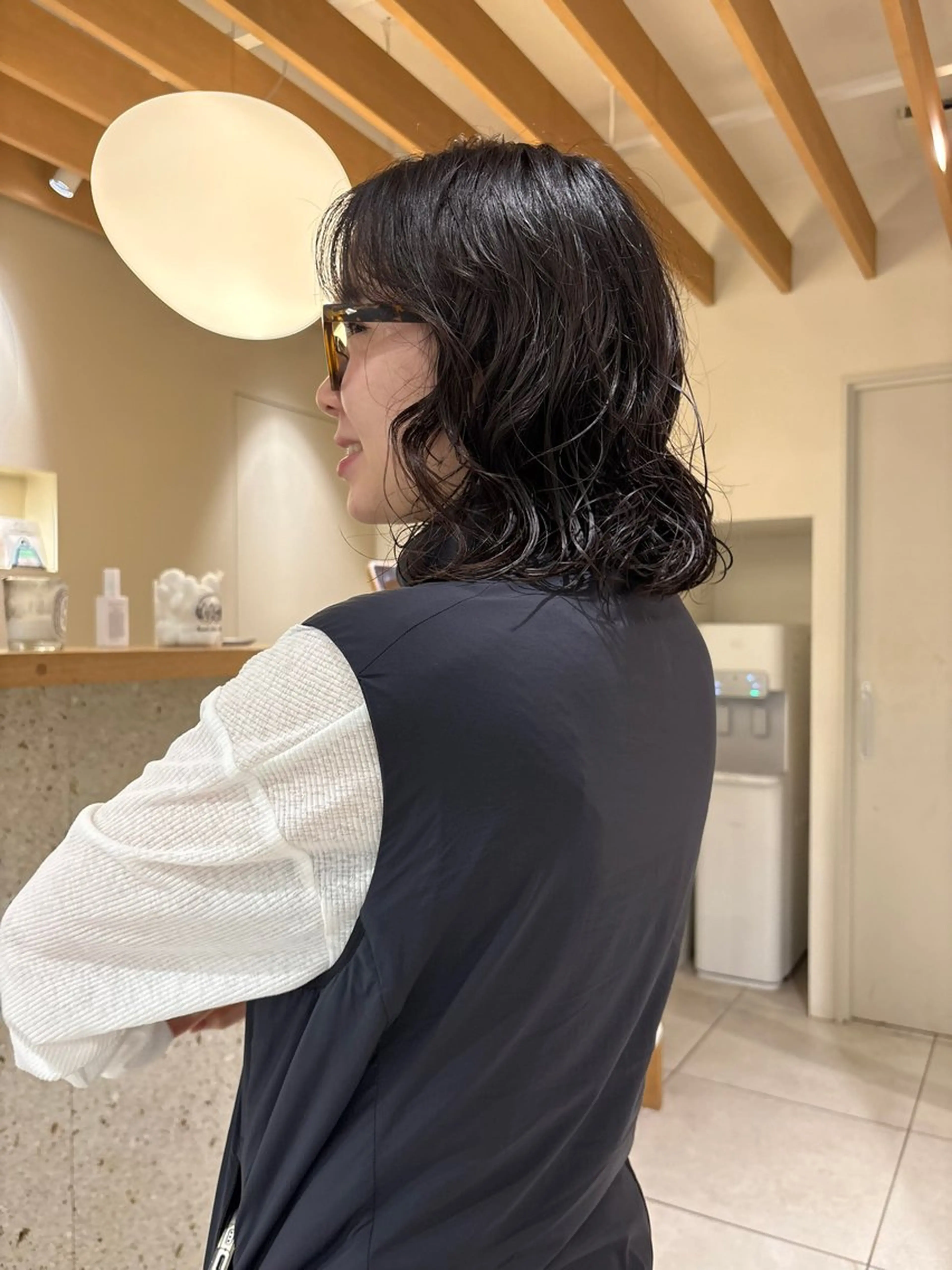 ミディアム パーマ ミディアムパーマ カットモデル/ 髪質改善/みわのヘアスタイル