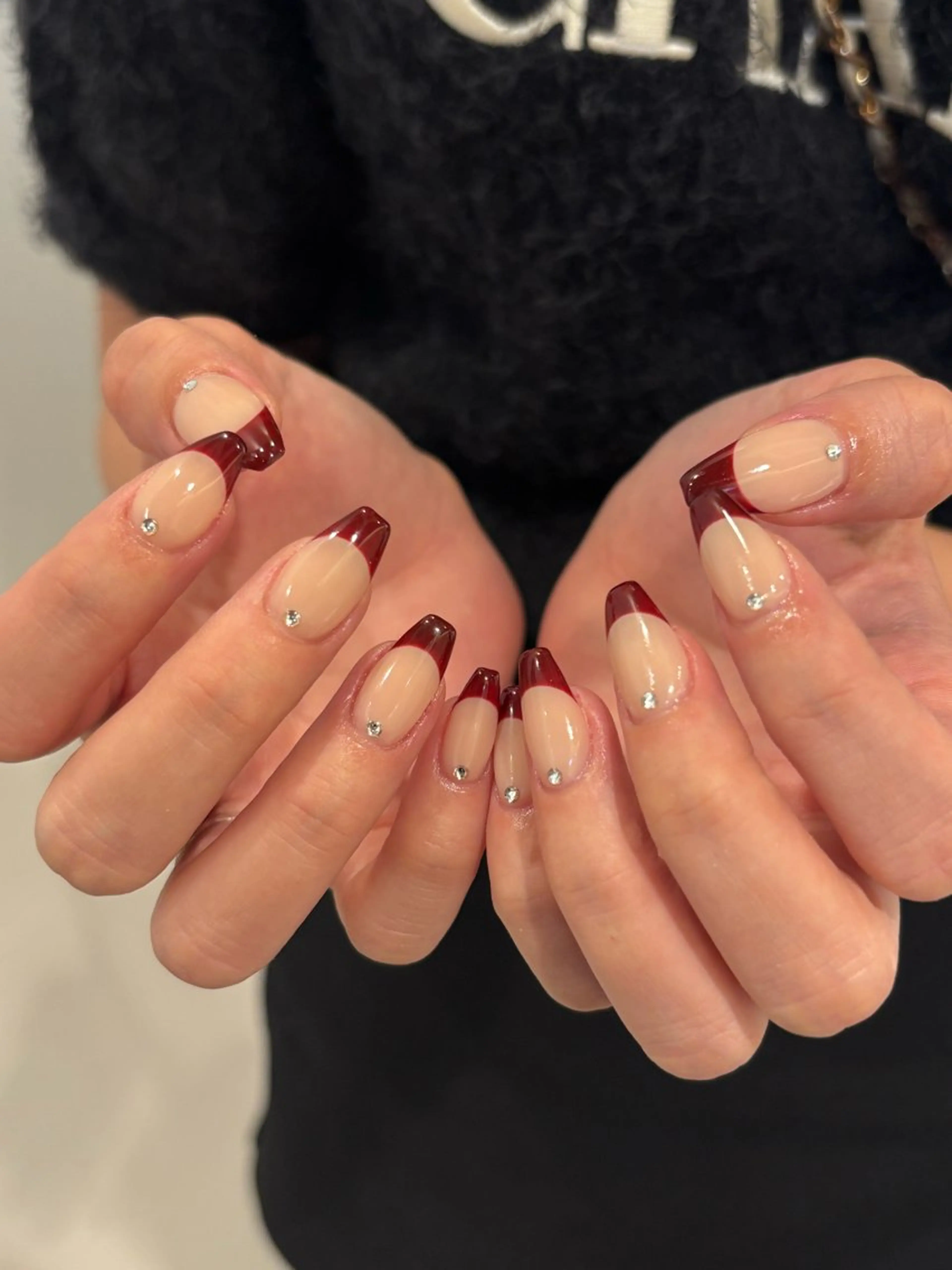 ネイル ボルドー フレンチネイル ハンドネイル 2me（ツメ） ♡ NENEのネイルデザイン