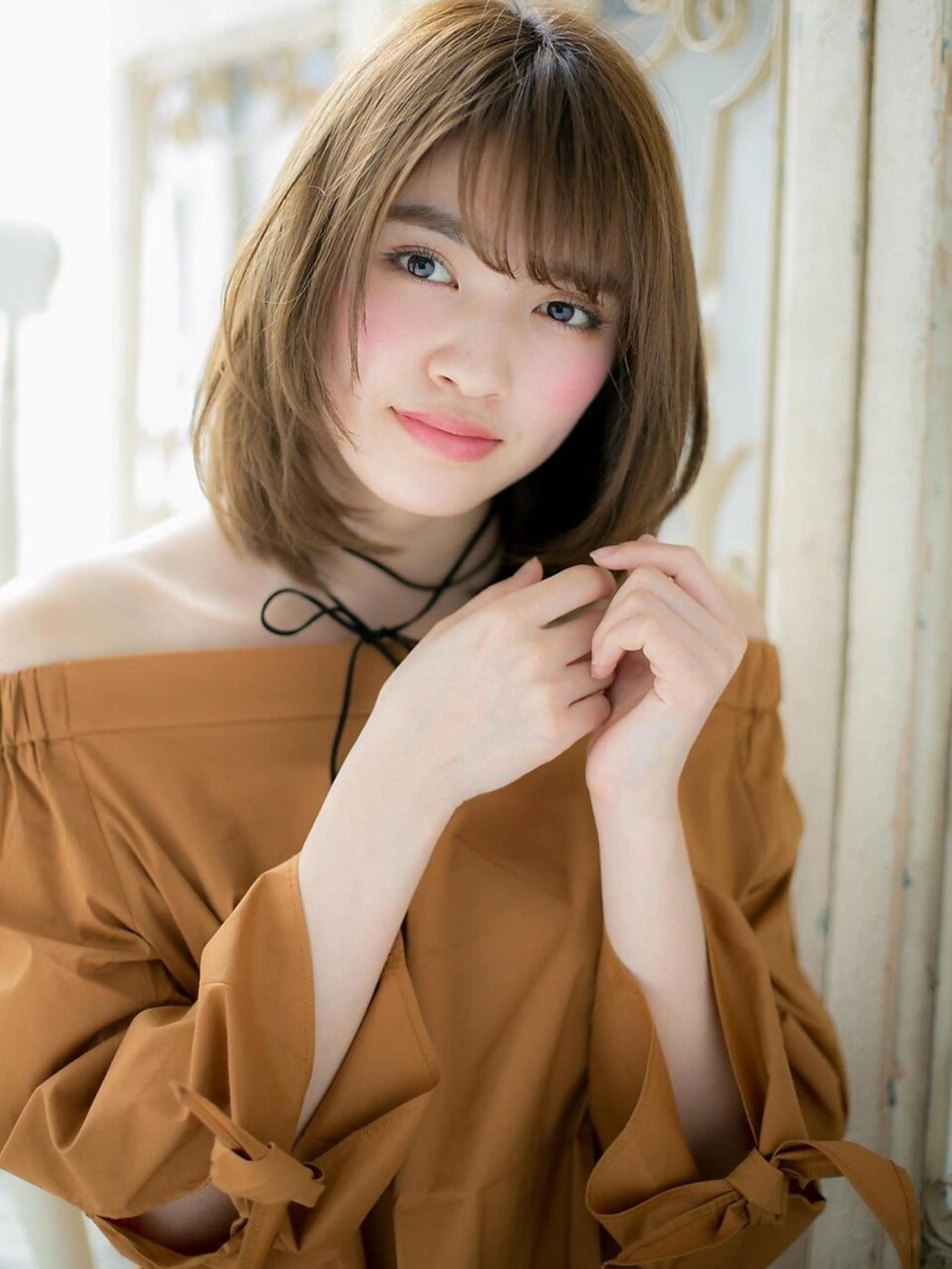 ミディアム 縮毛矯正×髪質改善 カラー×クロスパーマのヘアスタイル