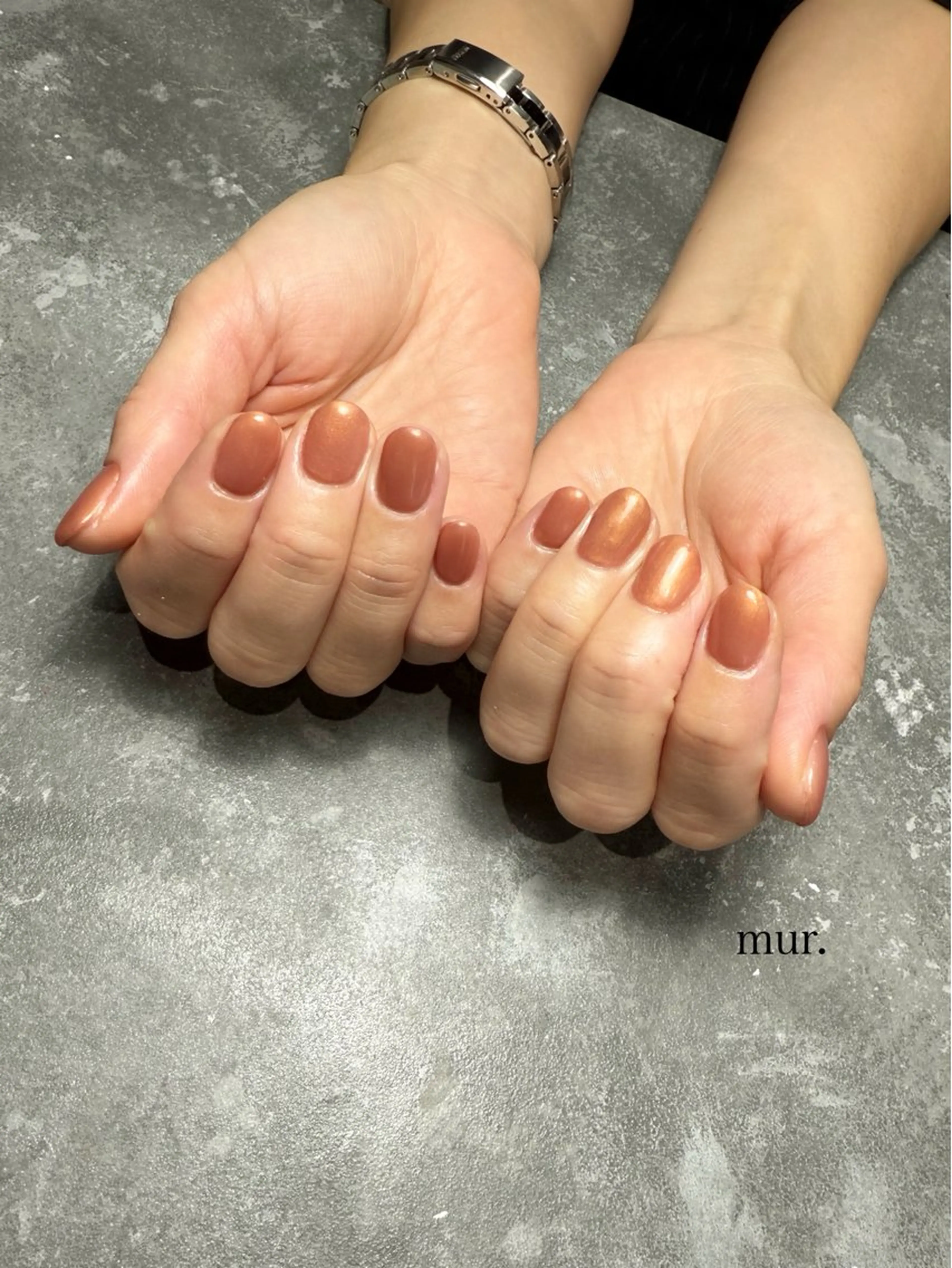 ネイル ワンカラーネイル オレンジ シンプルネイル ハンドネイル mur. harukaのネイルデザイン