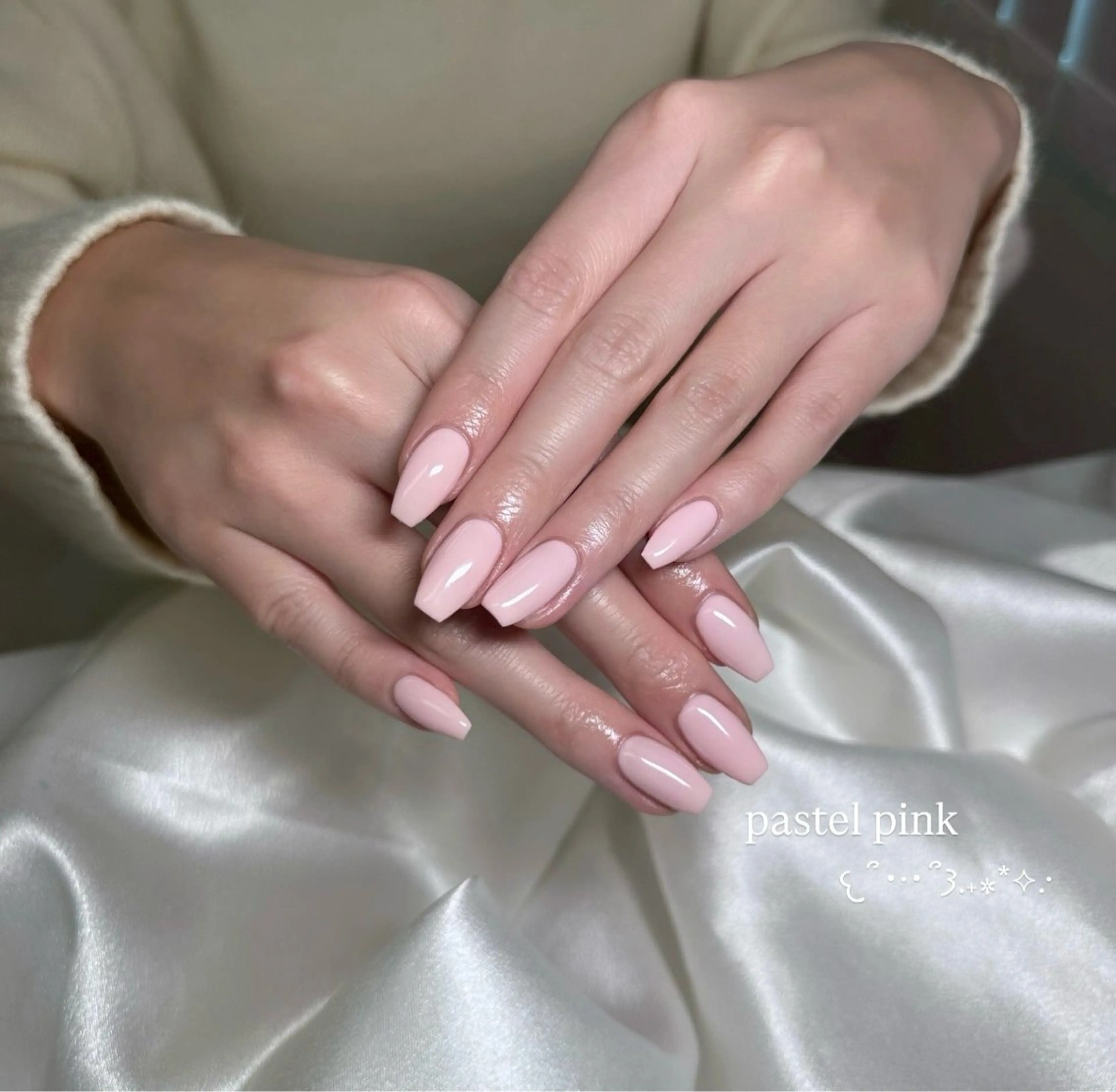 ネイル ワンカラーネイル パステルネイル ピンク 春ネイル ハンドネイル ハンドケア Moana Oukaのネイルデザイン