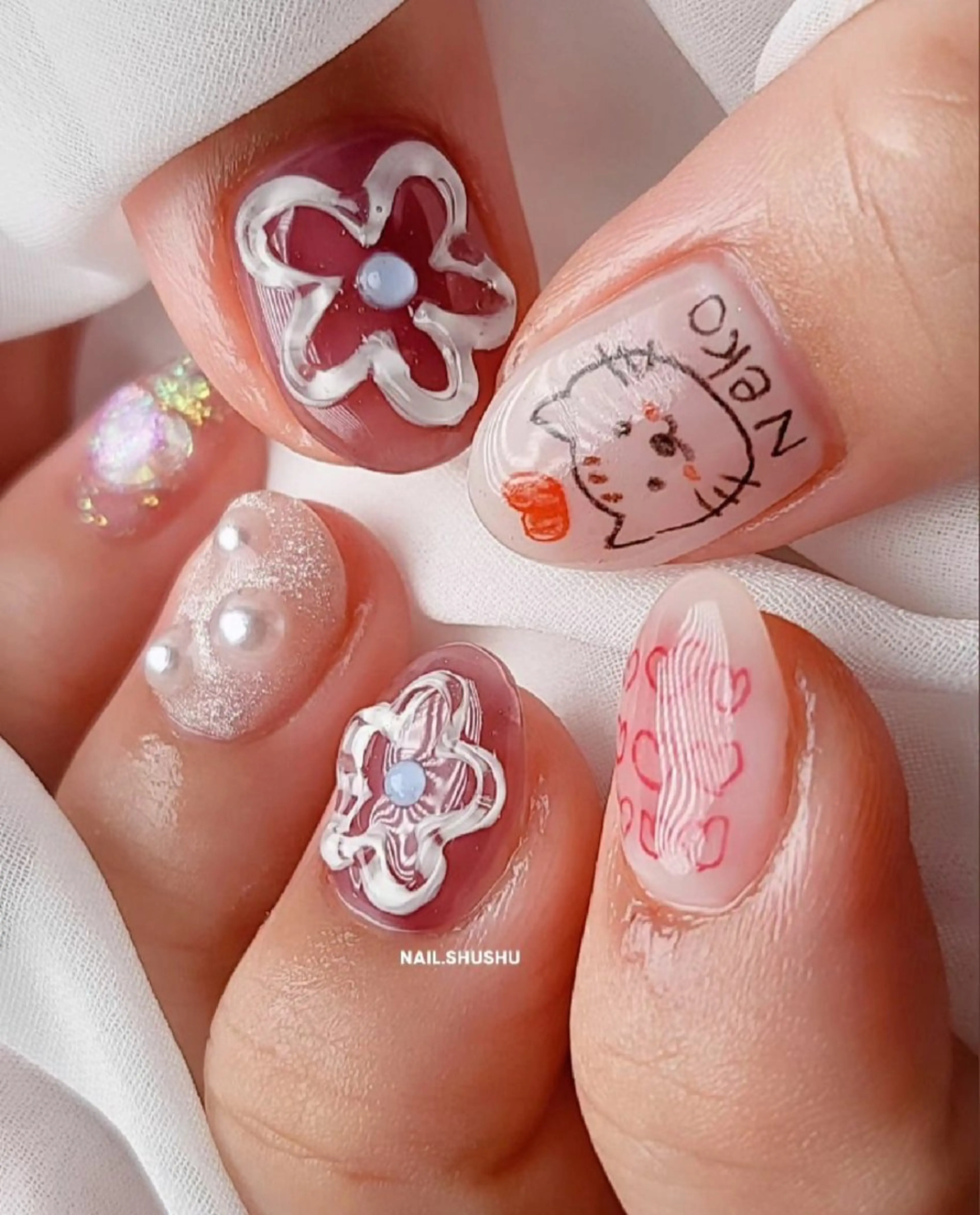 ネイル 持ち込み ニュアンスネイル ワンカラーネイル シンプルネイル 夏ネイル 3dパーツ/流行り 👧shushu❤️のネイルデザイン