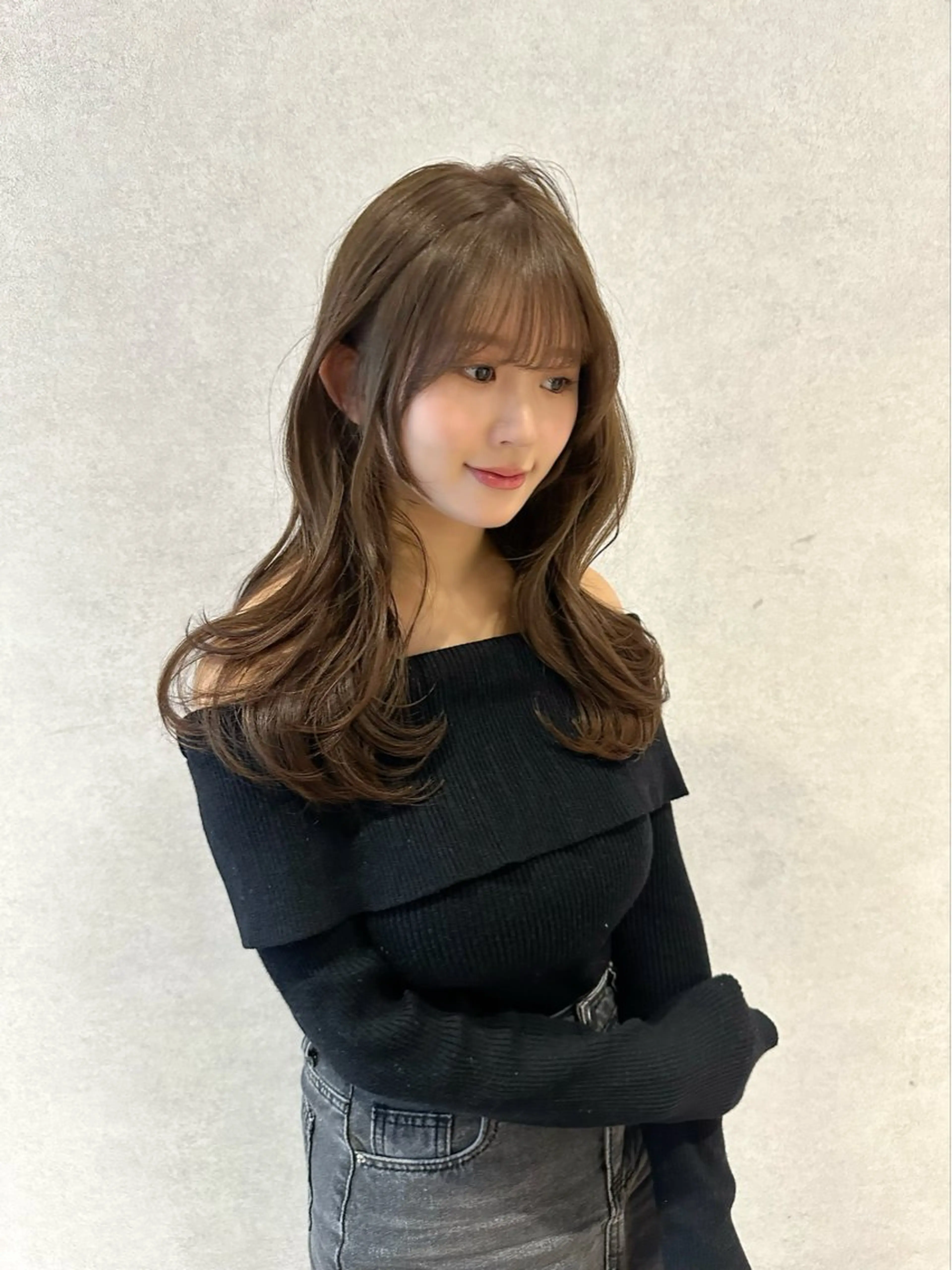 セミロング カラー パーマ トリートメント レイヤー/ハッシュ 渋谷/サッタのヘアスタイル