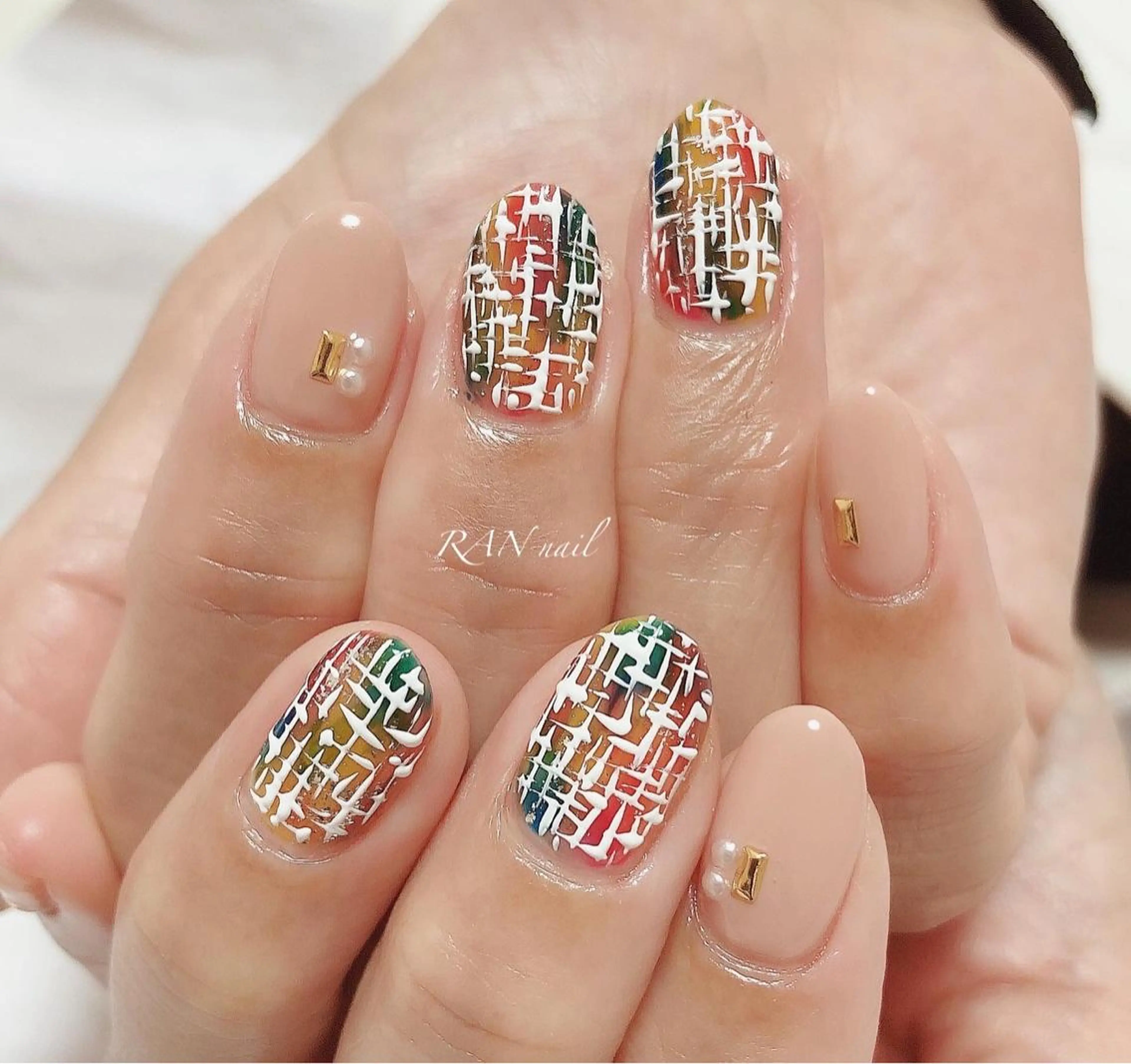 ネイル ジェルネイル オフィスネイル ツイードネイル 冬ネイル RAN nailのネイルデザイン