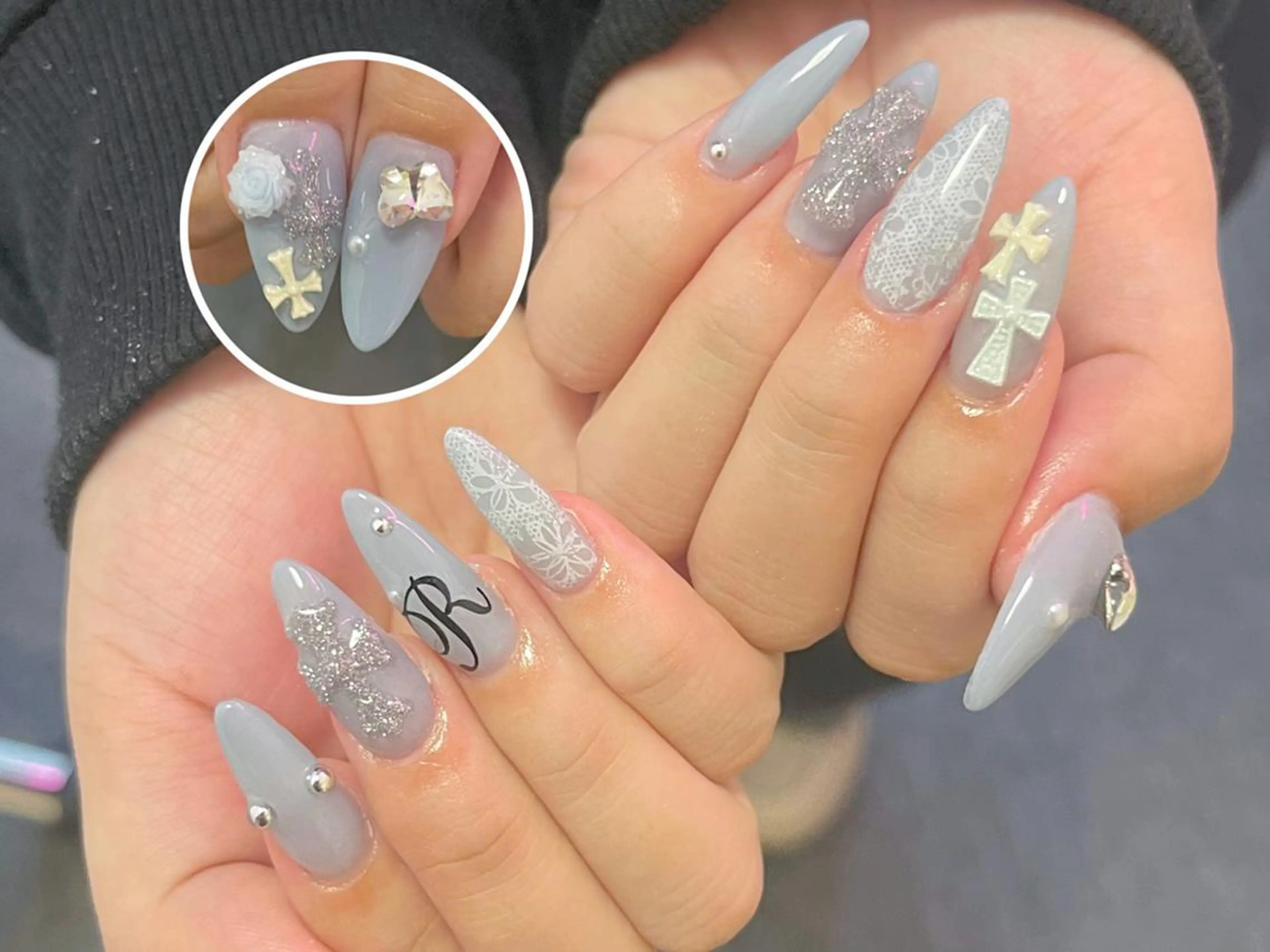 ネイル 長さ出し グラデーション 卒業式 キラキラネイル マグネットネイル ハンドネイル YUNA Belle Nail 池袋のネイルデザイン