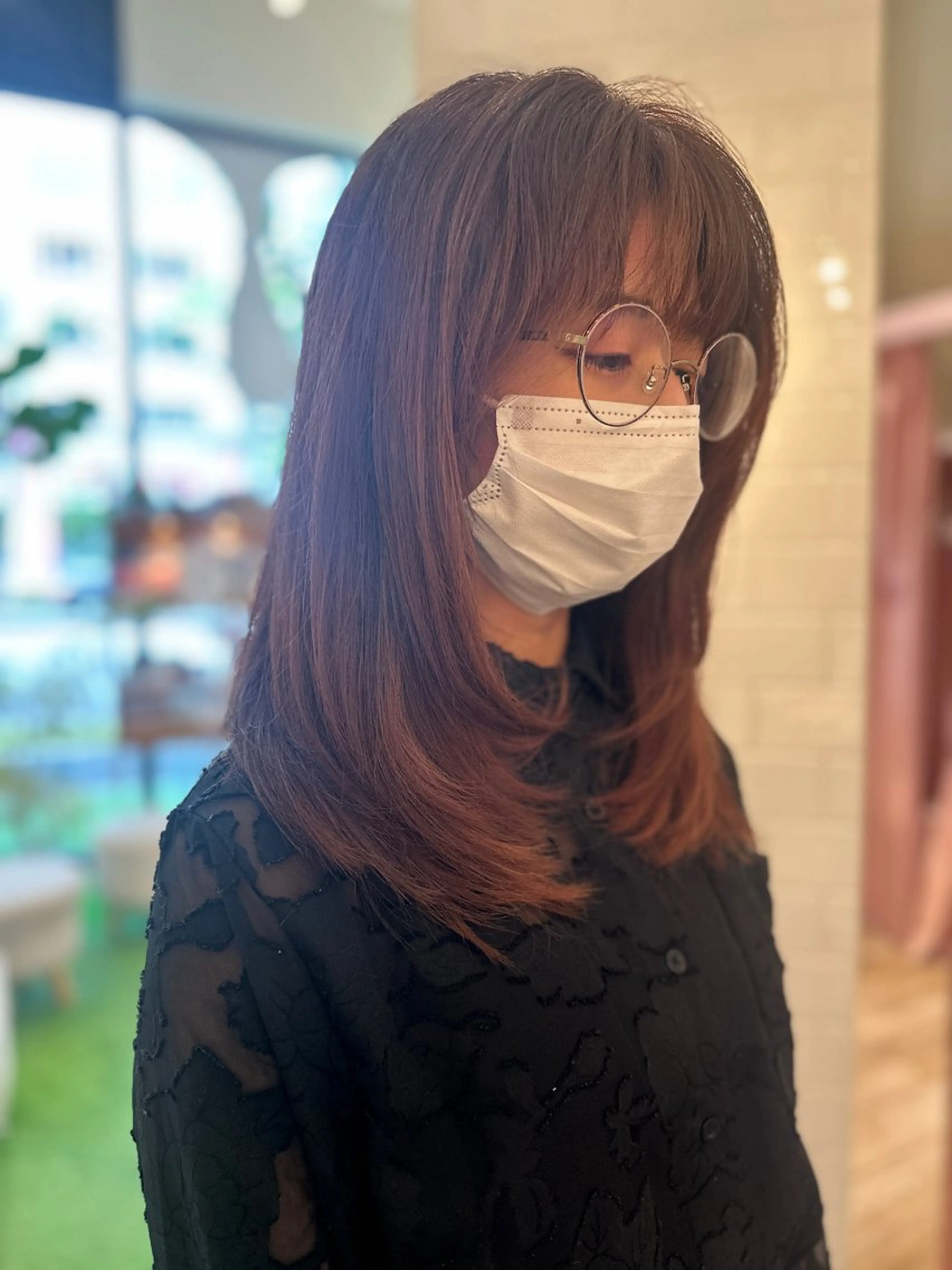 セミロング ヘアカラー トリートメント 韓国風レイヤーカット 🇰🇷❕モカのヘアスタイル