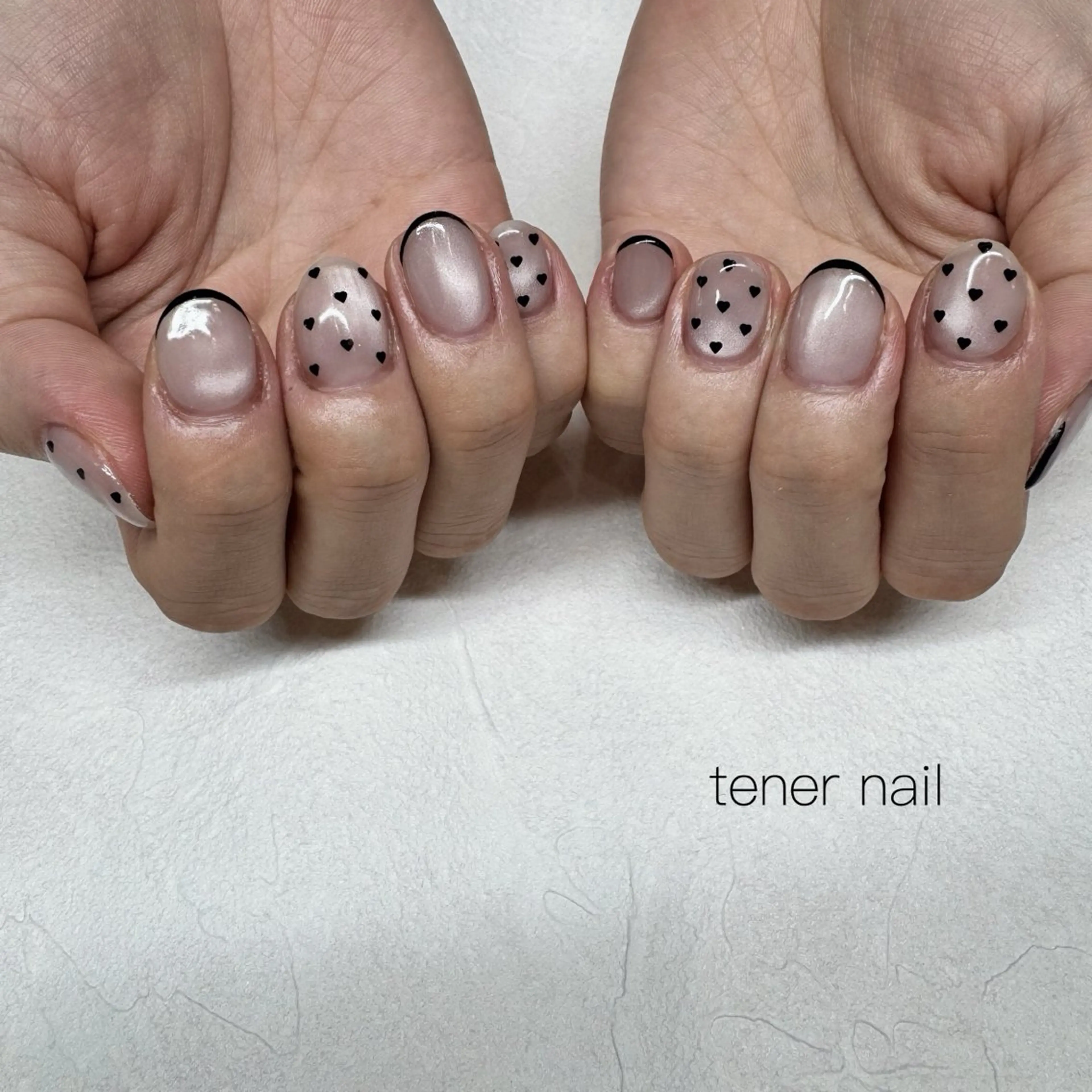 ネイル ドット ハート ハンドネイル テネルネイル tener nailのネイルデザイン