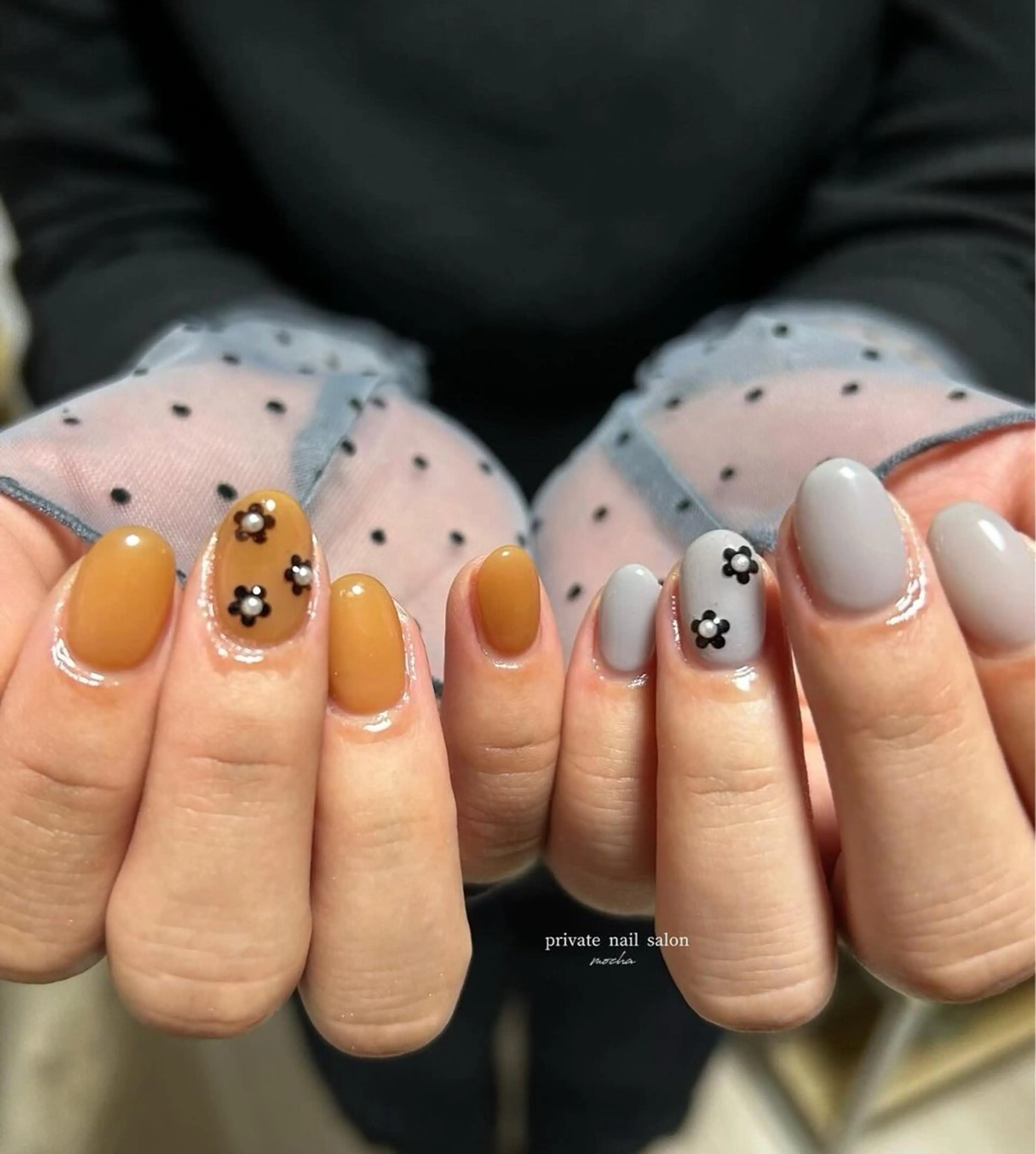 ネイル カジュアル フレンチネイル マグネットネイル ミラーネイル ニュアンスネイル ハンドネイル mocha nailのネイルデザイン