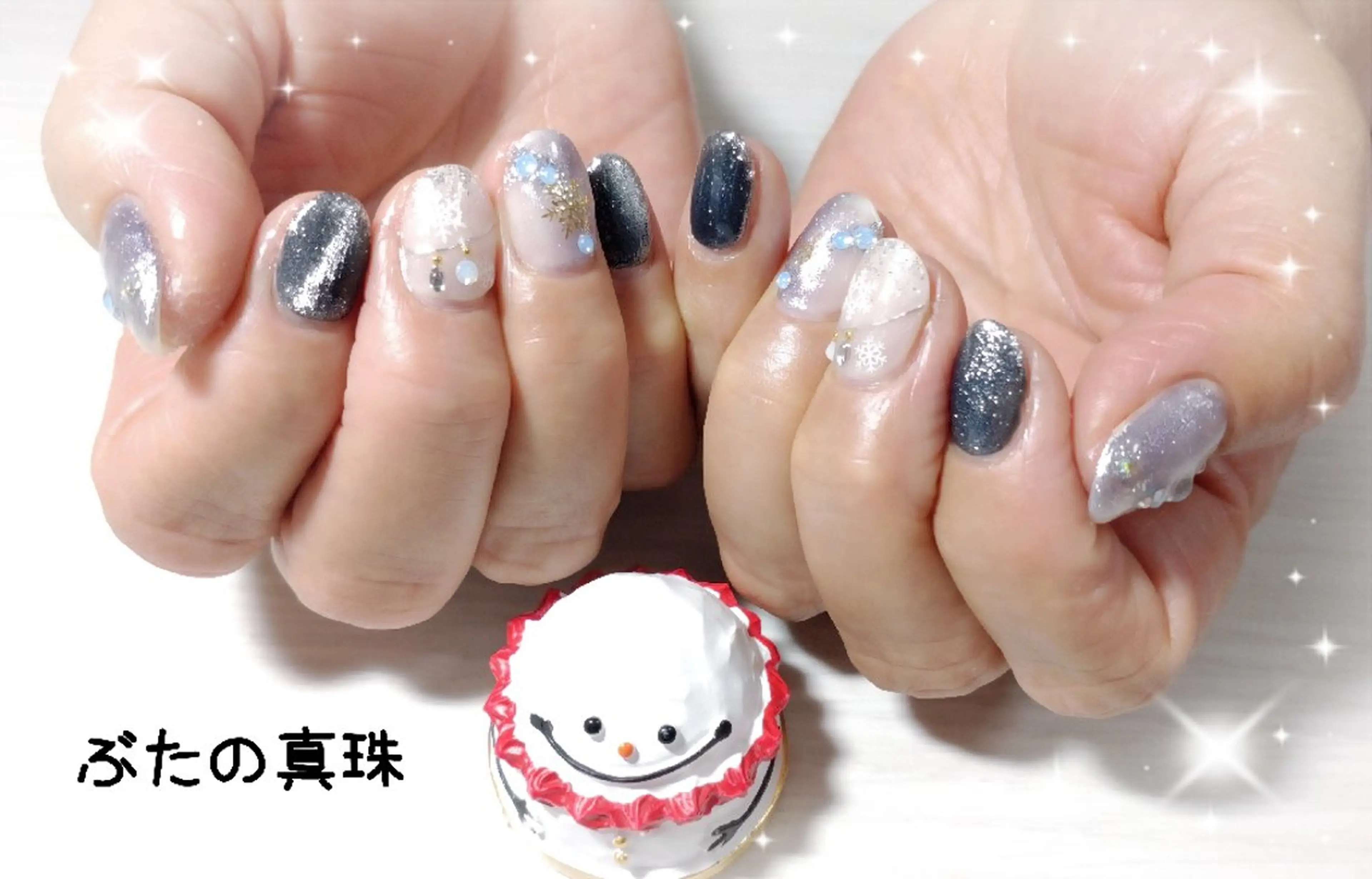 ネイル キラキラネイル マグネットネイル ハンドネイル 林 珠里のネイルデザイン